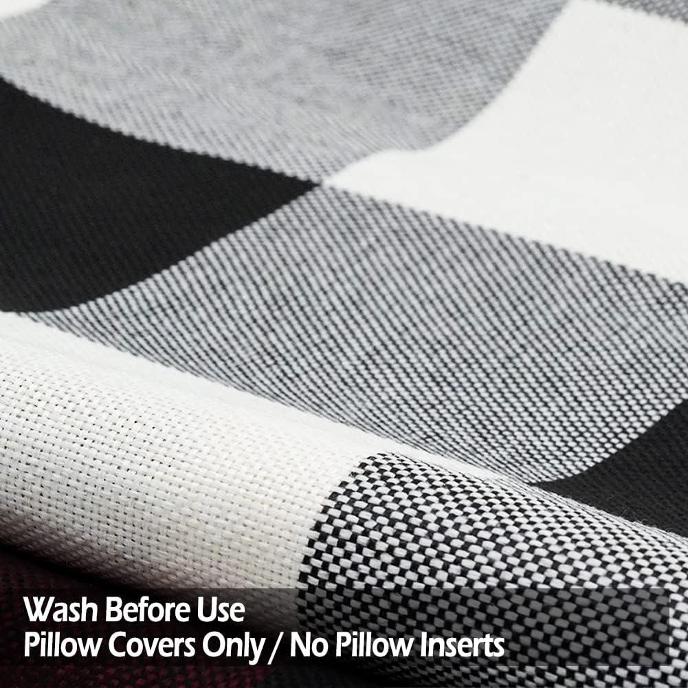 CARRIE HOME Buffalo Plaid Pillow Covers 18x18 Set of 2 Black and White Outdoor Throw Pillows Black Buffalo Check Pillow Covers Farmhouse Decor for Couch Sofa and Bed
