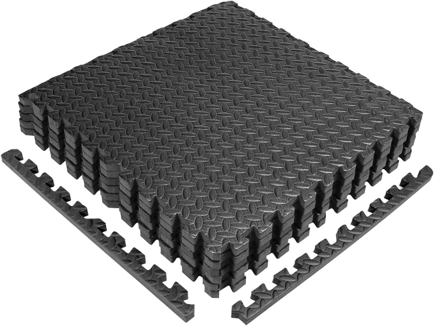 CAP Interlocking Exercise Foam Mats, 24 SQ.FT Diamond, TATAMI, T-Pattern 1/2-Inch Thickness Tiles