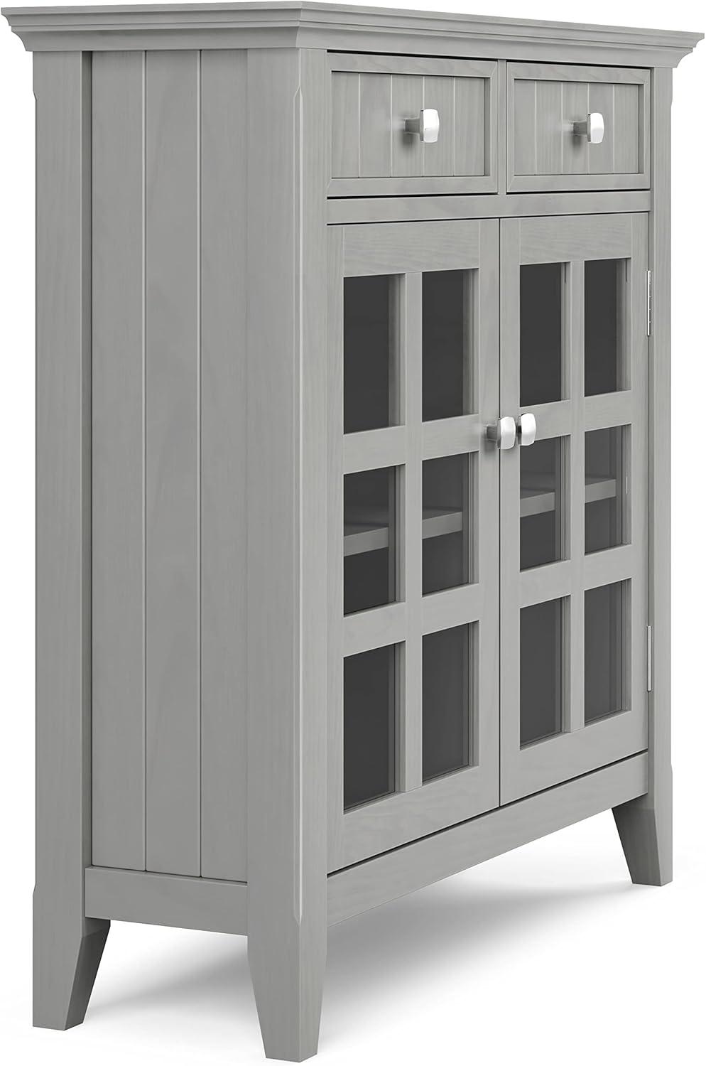 Acadian SOLID WOOD 36" Wide Rustic Entryway Hallway Storage Cabinet in Fog Gray