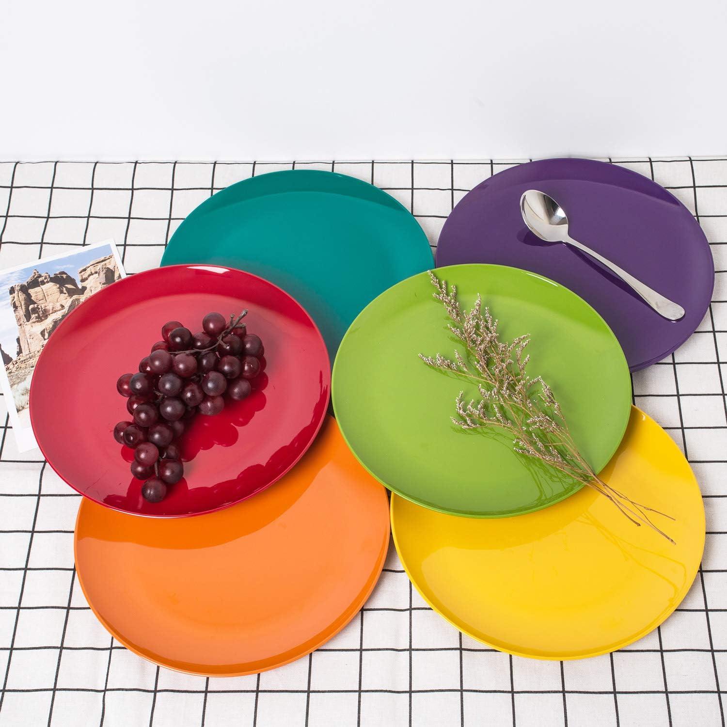 Assorted Color 10.5-Inch Melamine Dinner Plates Set