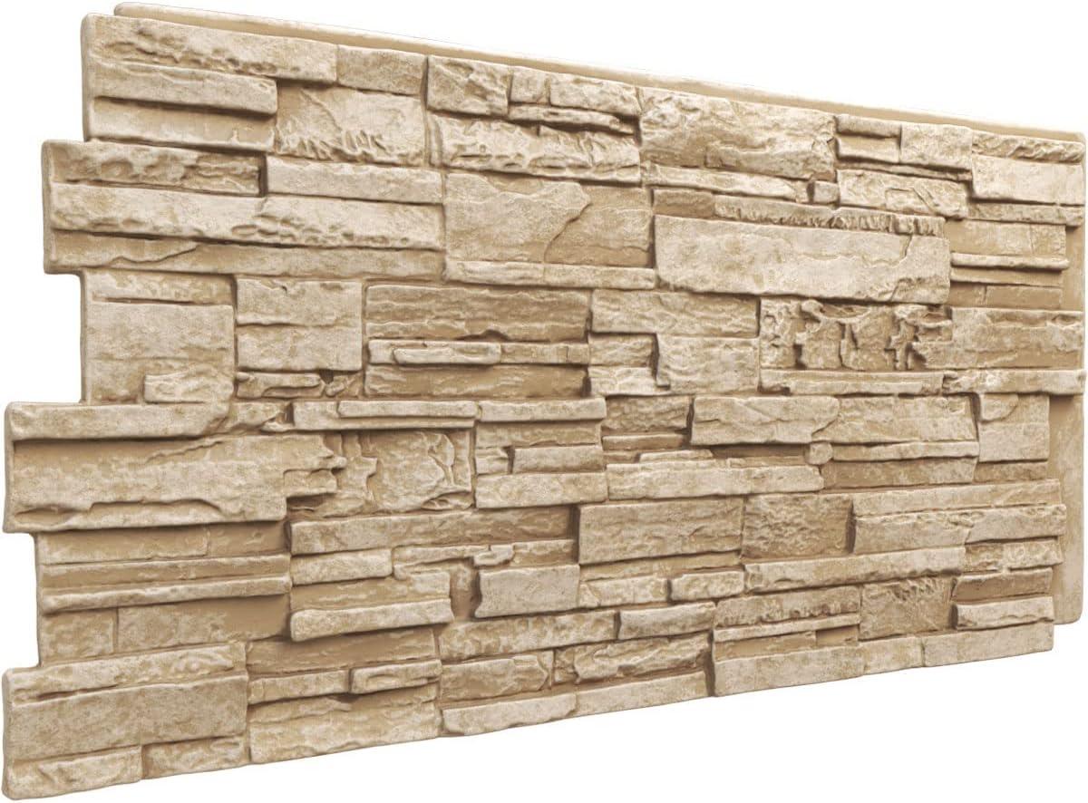 Cascade Stacked Faux Stone 24.75" x 48.625" Wall Paneling