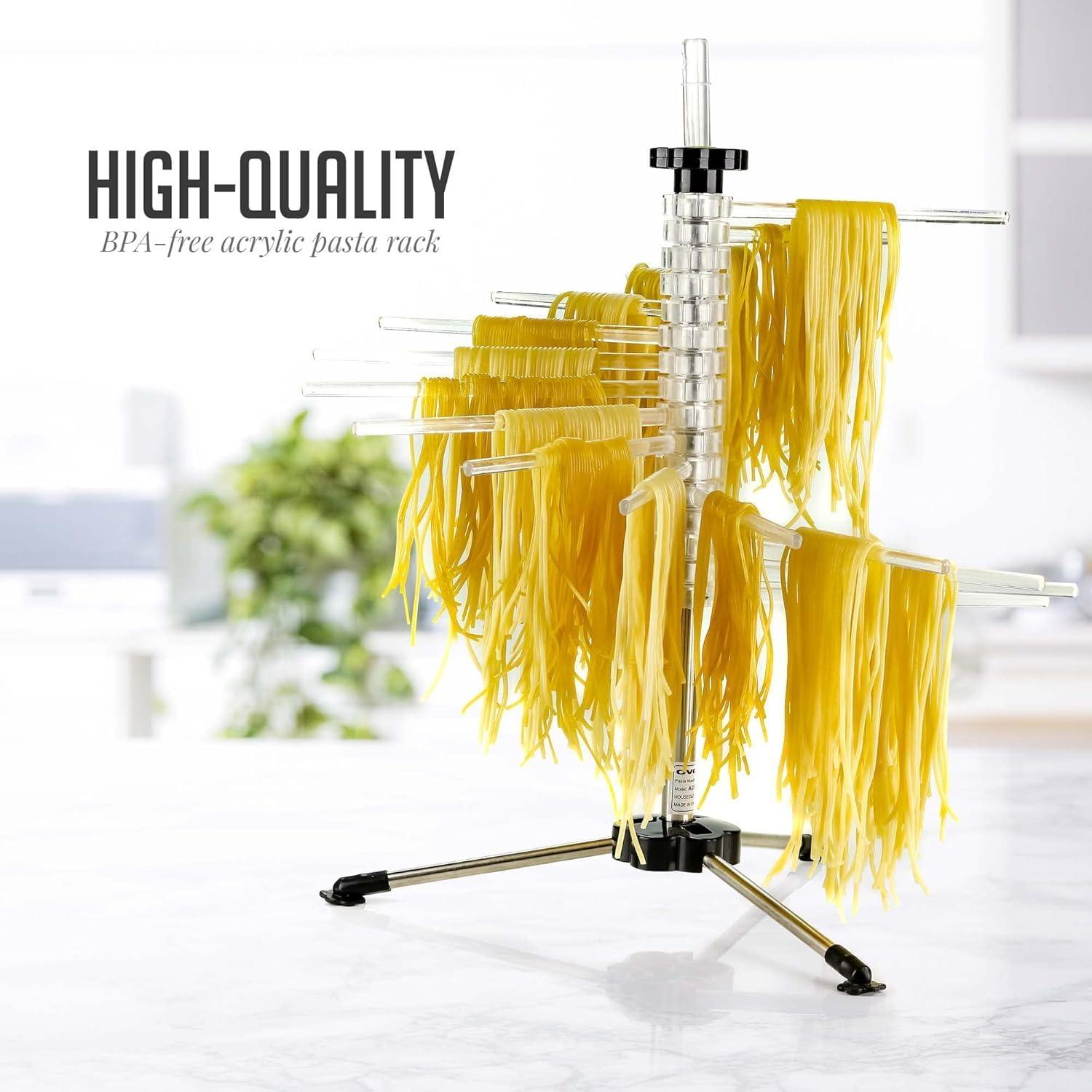 OVENTE 1.2 lb Collapsible Pasta Drying Rack, BPA-Free Acrylic Rods, for Homemade Noodles ACPPA900C