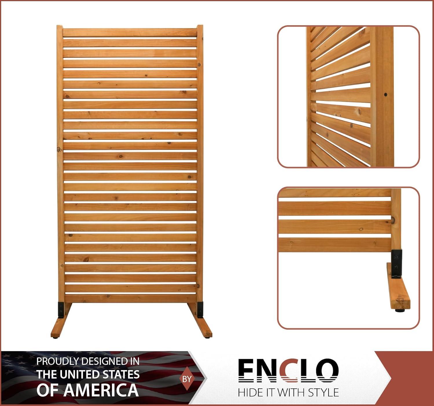 Enclo Privacy Screens EC18030 Tiaga 6 ft H x 3 ft W Freestanding or Surface Mounted Slatted Premium Wood Privacy Screen Kit (1 Panel)