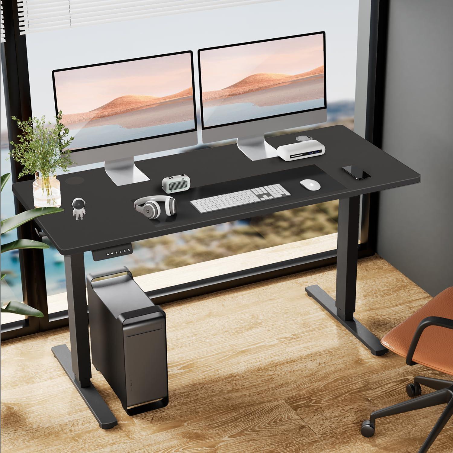 Electric Stand up Desk, 48'' Wide Desktop with Adjustable Height, Standing Computer Desk for Home Ofiice, Black