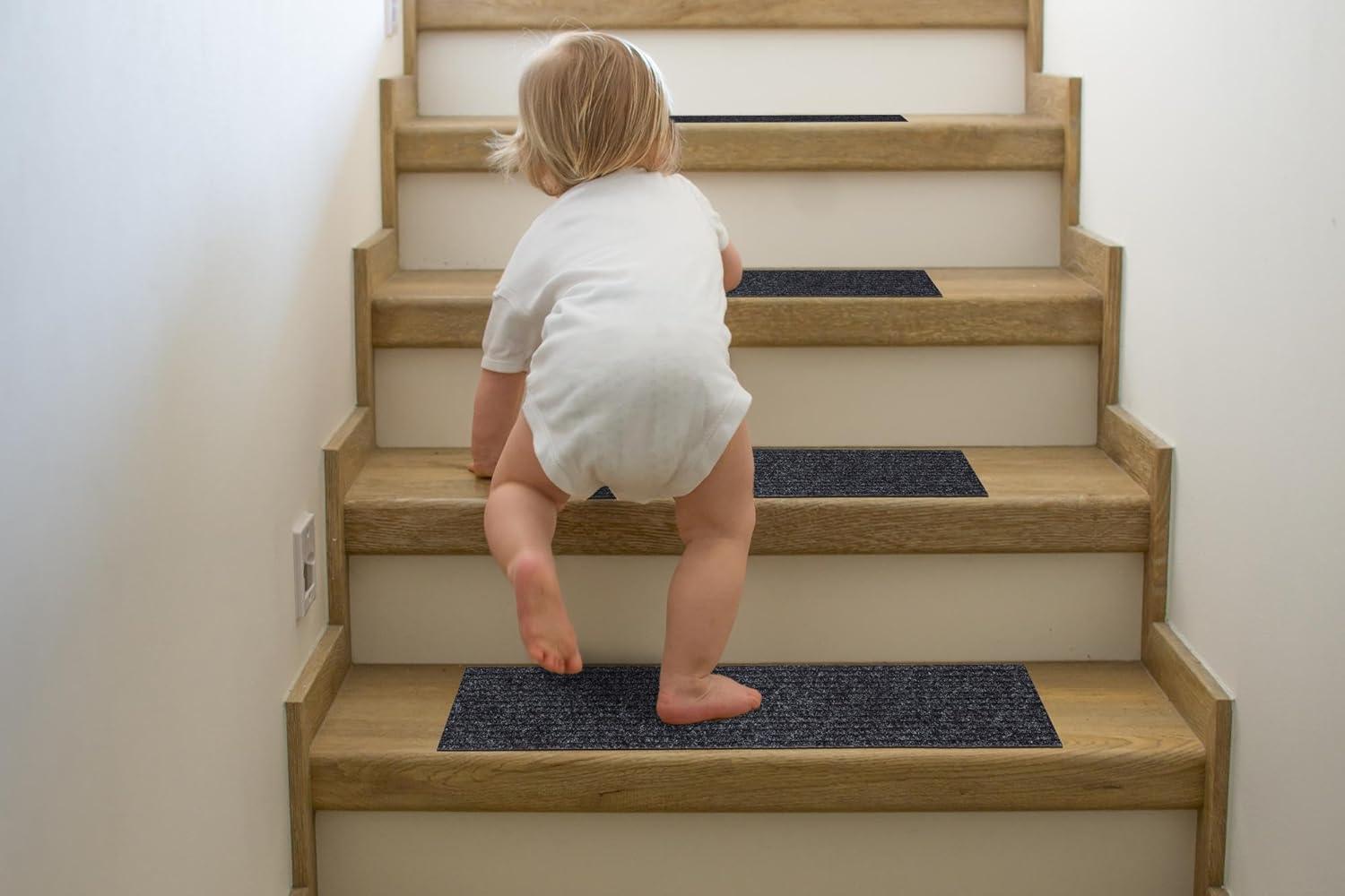 Ottomanson Lifesaver Non-Slip Rubberback Scrape Rib Indoor/Outdoor Stair Treads