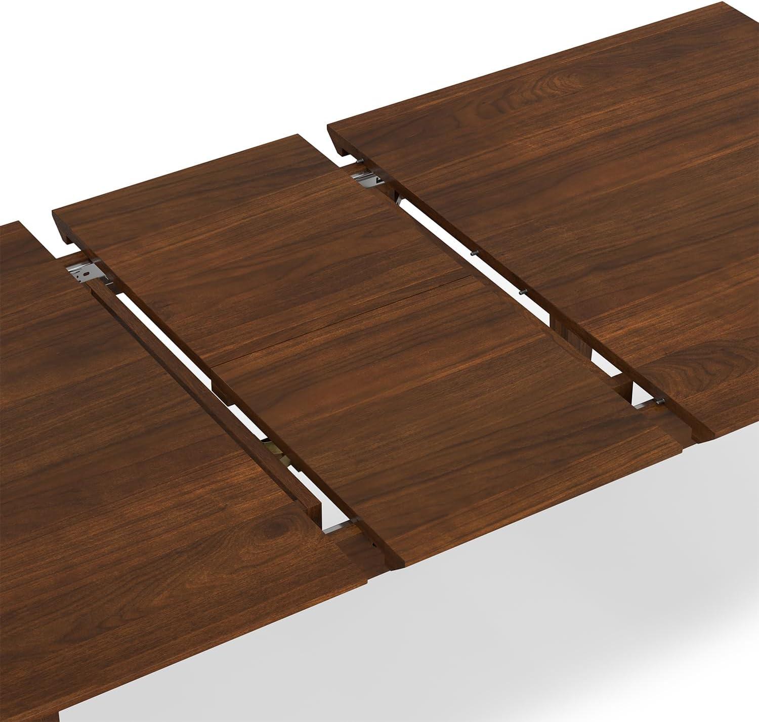 Draper 66-84"W Walnut Extendable Dining Table, Mid-Century Modern Style