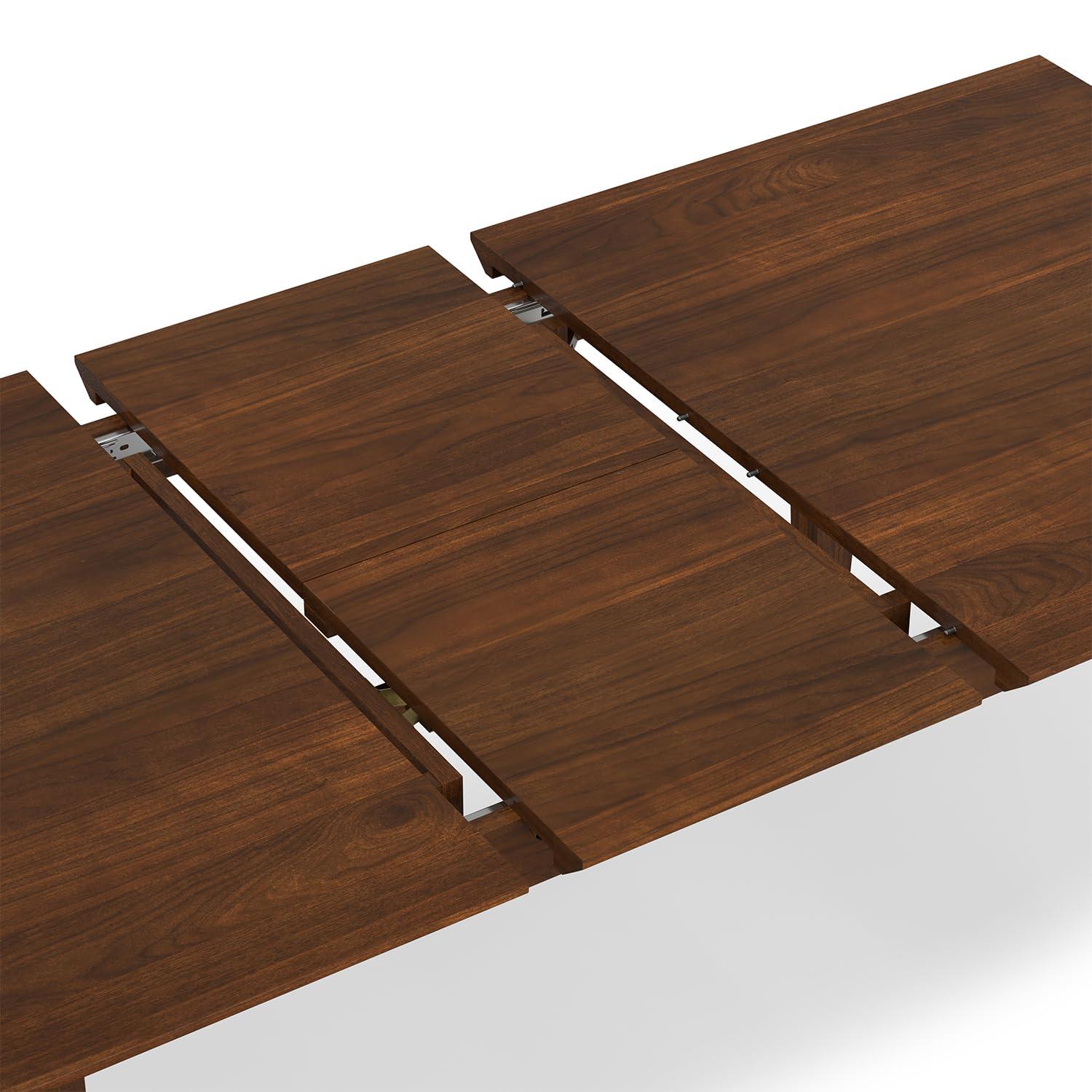 Draper 66-84"W Walnut Extendable Dining Table, Mid-Century Modern Style