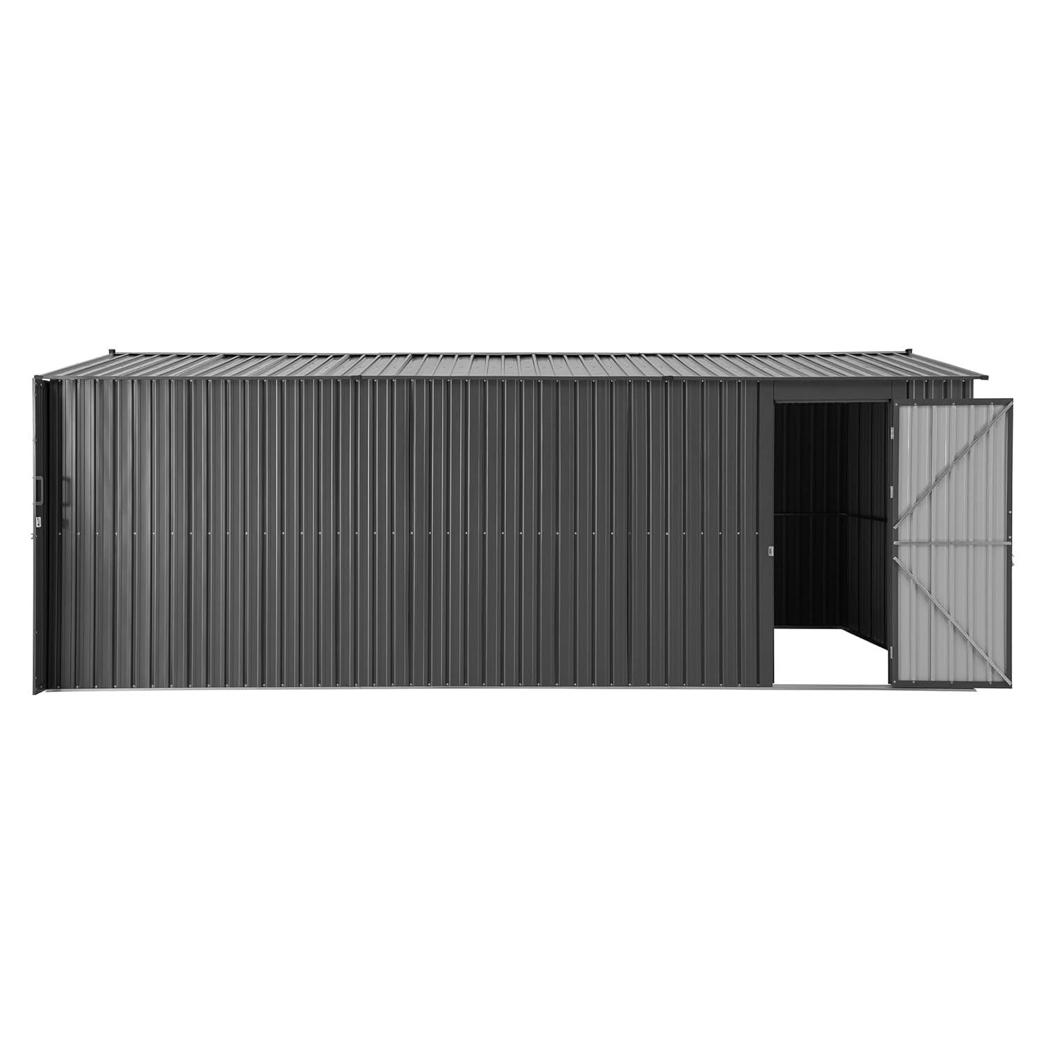 Sunjoy Sunjoy Outdoor Storage Shed 13 x 20 ft. Carport, Patio Metal Utility Large Storage Shed Garage with 2 Doors and 4 Vents, for Car, Truck, Bike, Garbage Can, Tool, Lawnmower