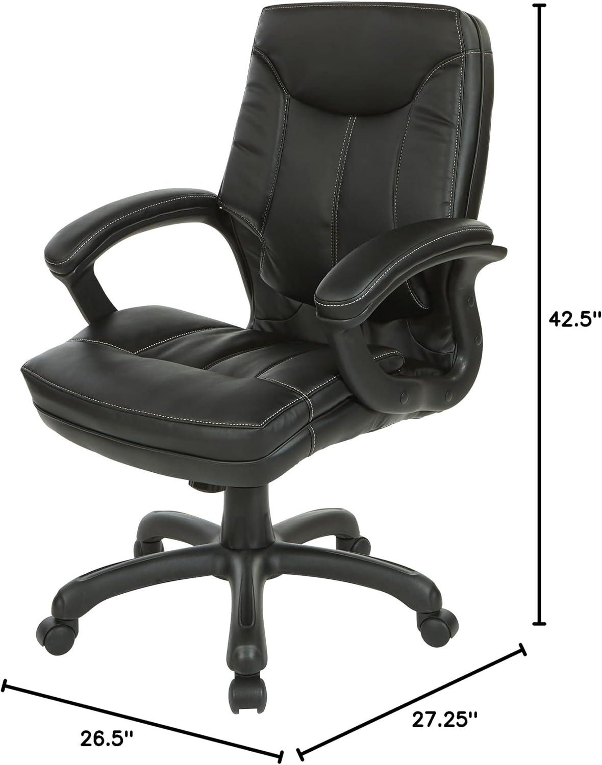 Executive Mid Back Black Faux Leather Chair with Contrast Stitching