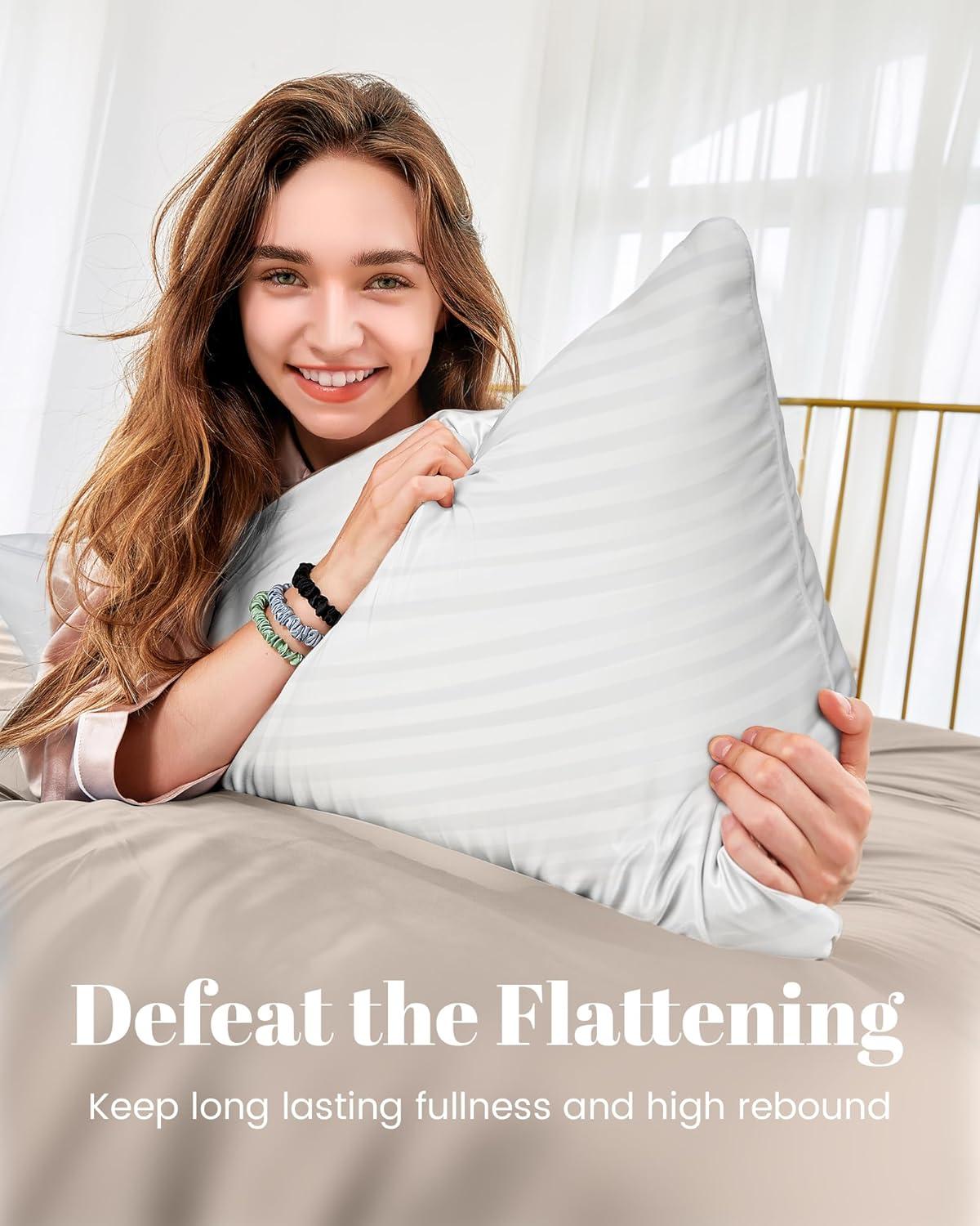 Hotel Collection Bed Pillows For Sleeping, Bed Pillows Queen Size Set Of 2,Gusseted Pillow For Back, Stomach Or Side Sleepers