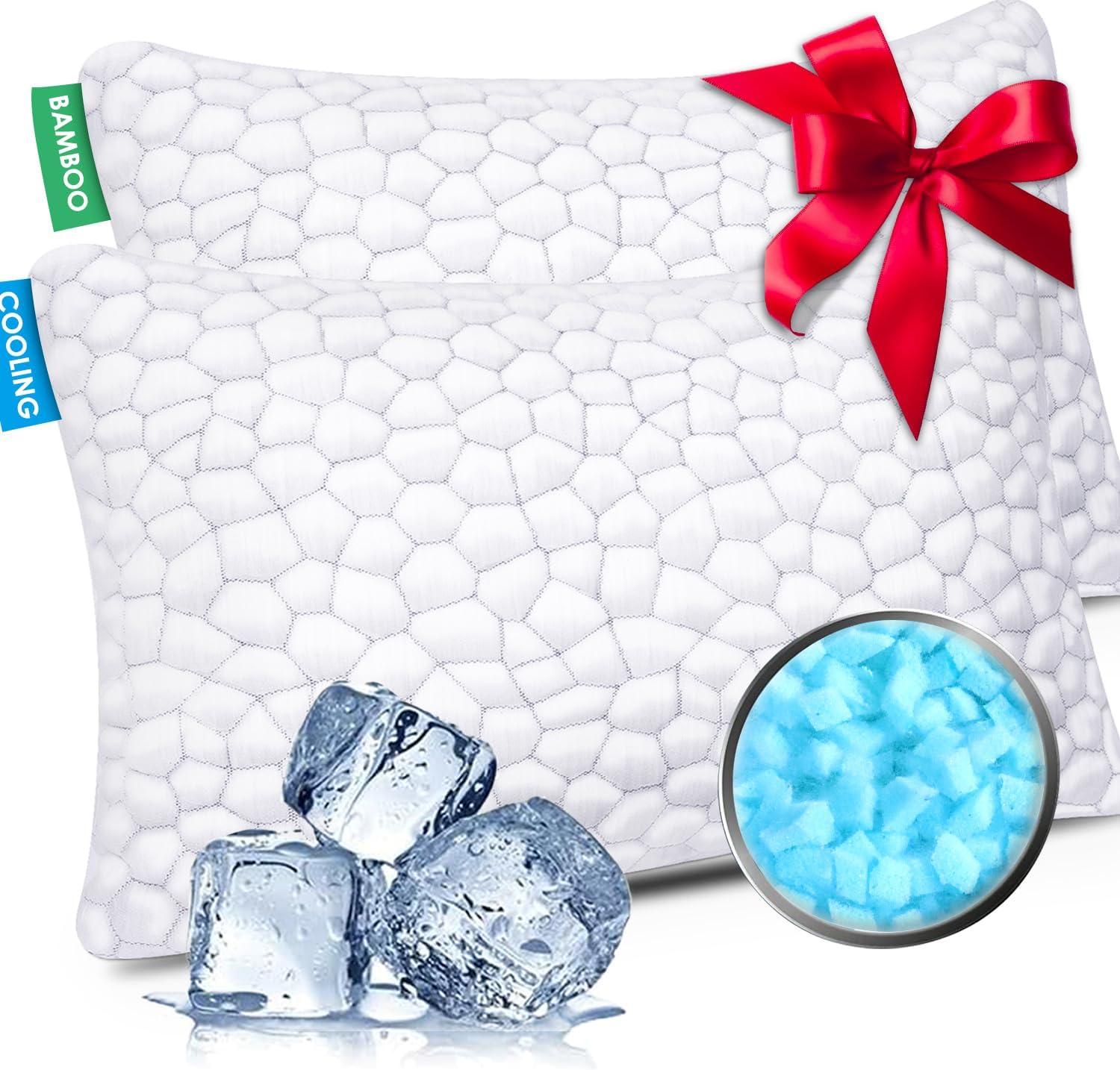 Alwyn Home Set Of 2 Cooling Shredded Memory Foam Pillows For Sleeping, Pillow Cooling Gel Pillows For Hot Sleepers Cool Pillow For Side Back Sleeper, Neck Pain Relief Adjustable Gel Bed Pillow For Hot Sleepers