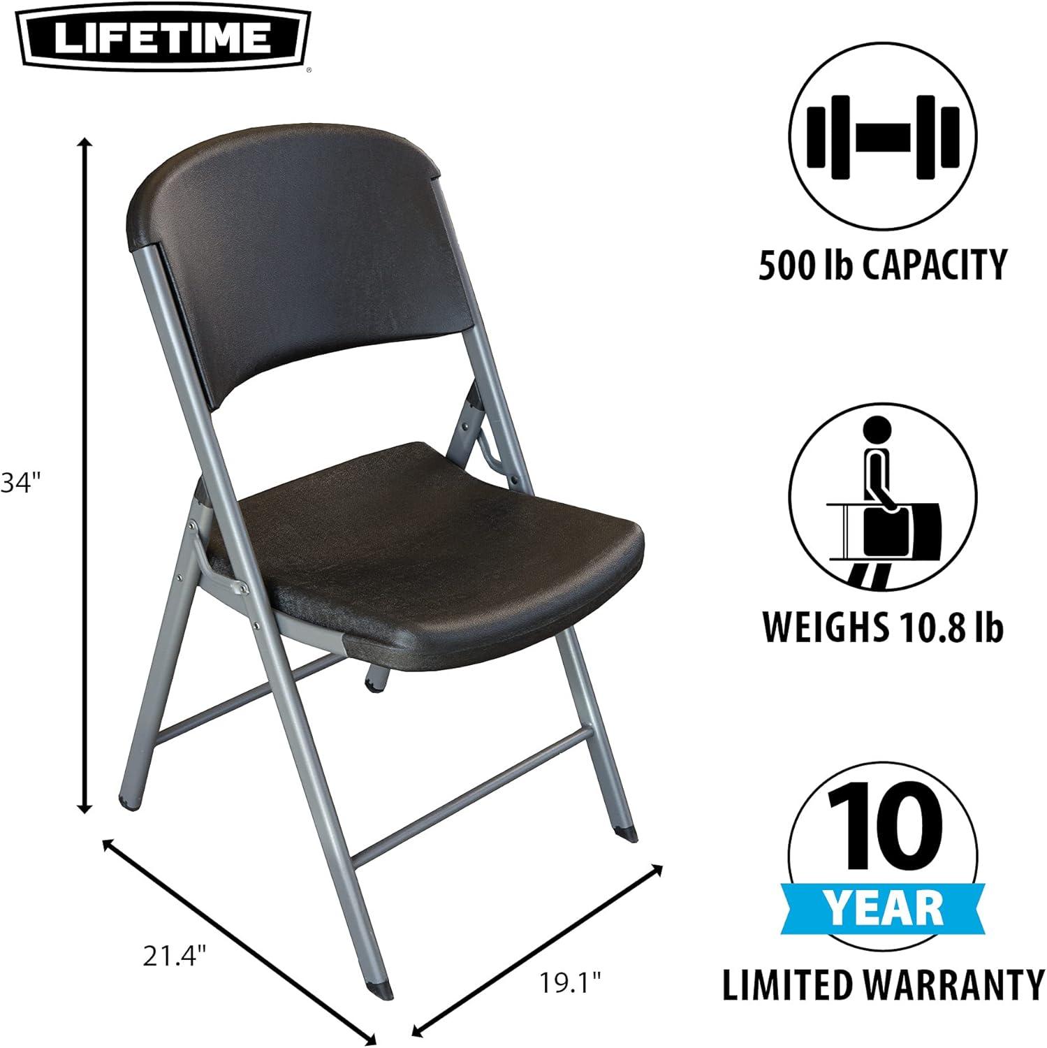 Lifetime Black and Silver Folding Chairs, Set of 4