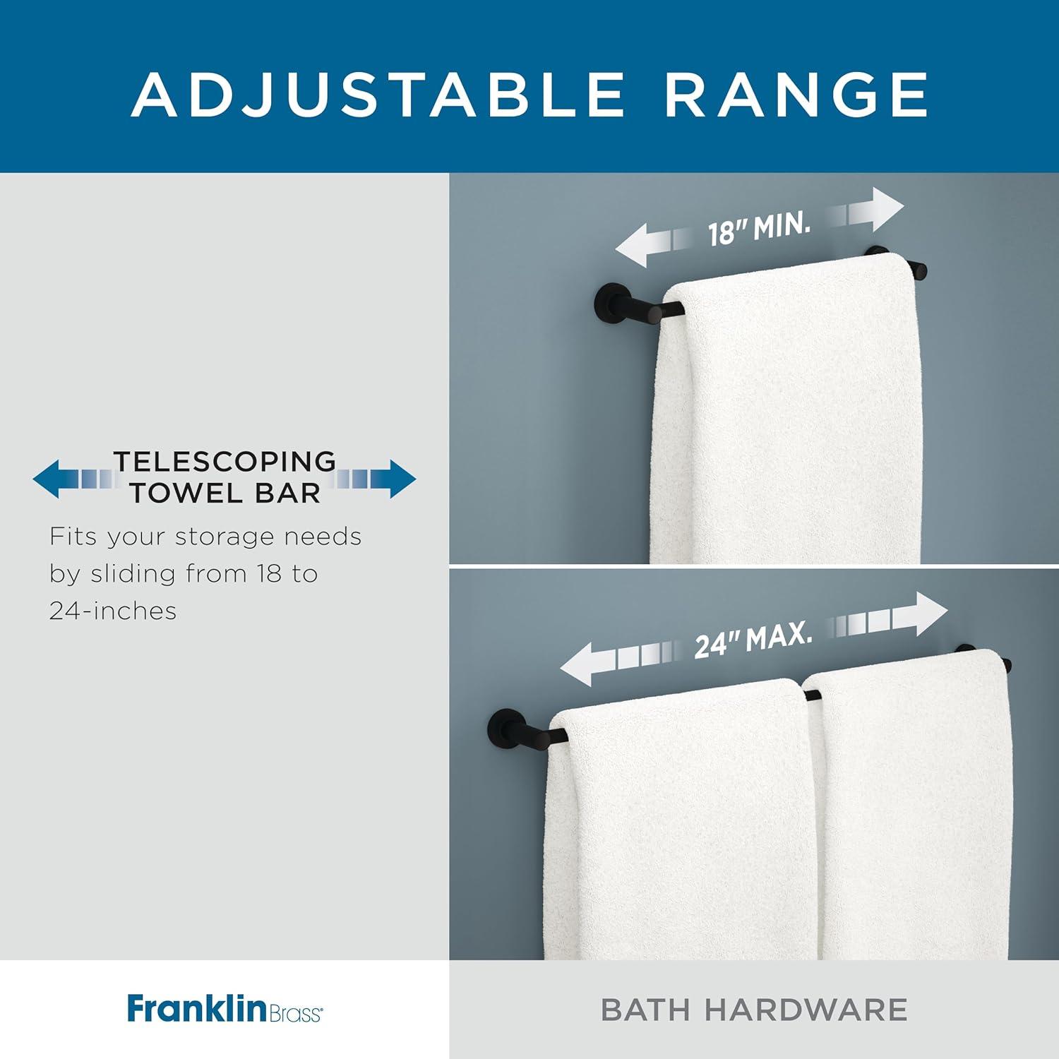 Franklin Brass Wake Telescoping 15-1/2 – 29 in. Adjustable Towel Holder, Wall Mount Towel Bar