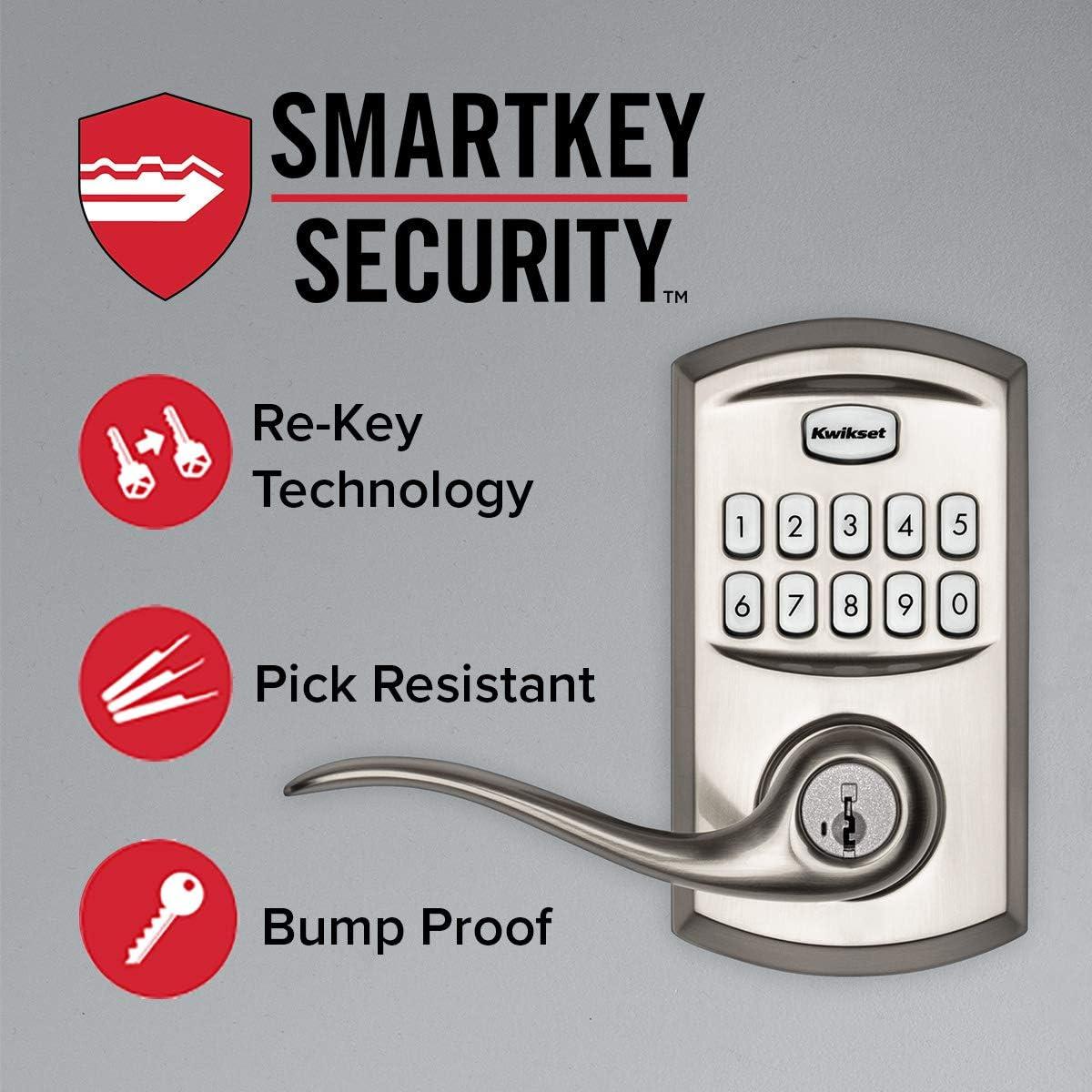 917 SmartCode Electronic Residential Lever featuring SmartKey Security in Satin Nickel