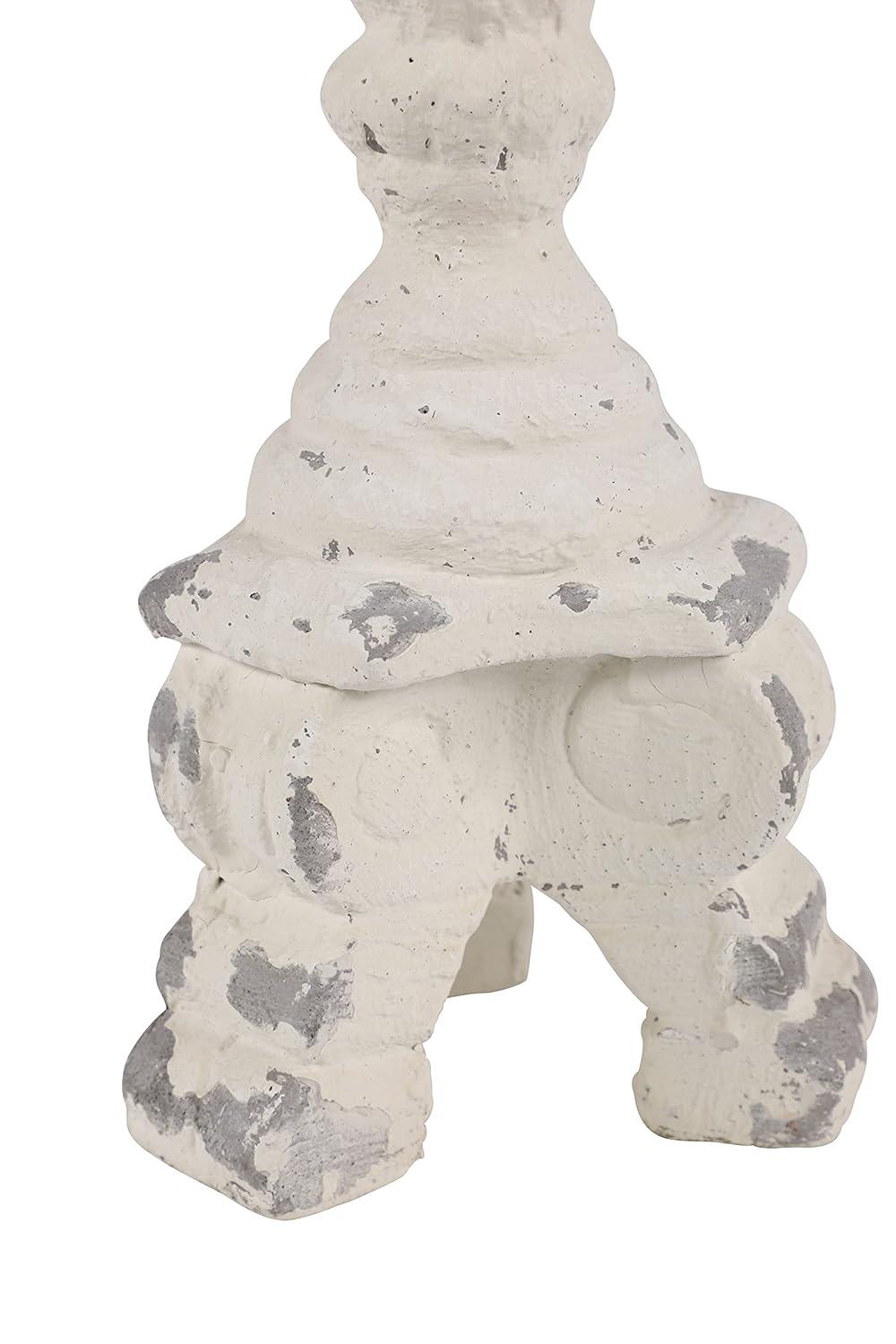 DecMode 7"W, 20"H Vintage Candlestick, White, 1 - Piece