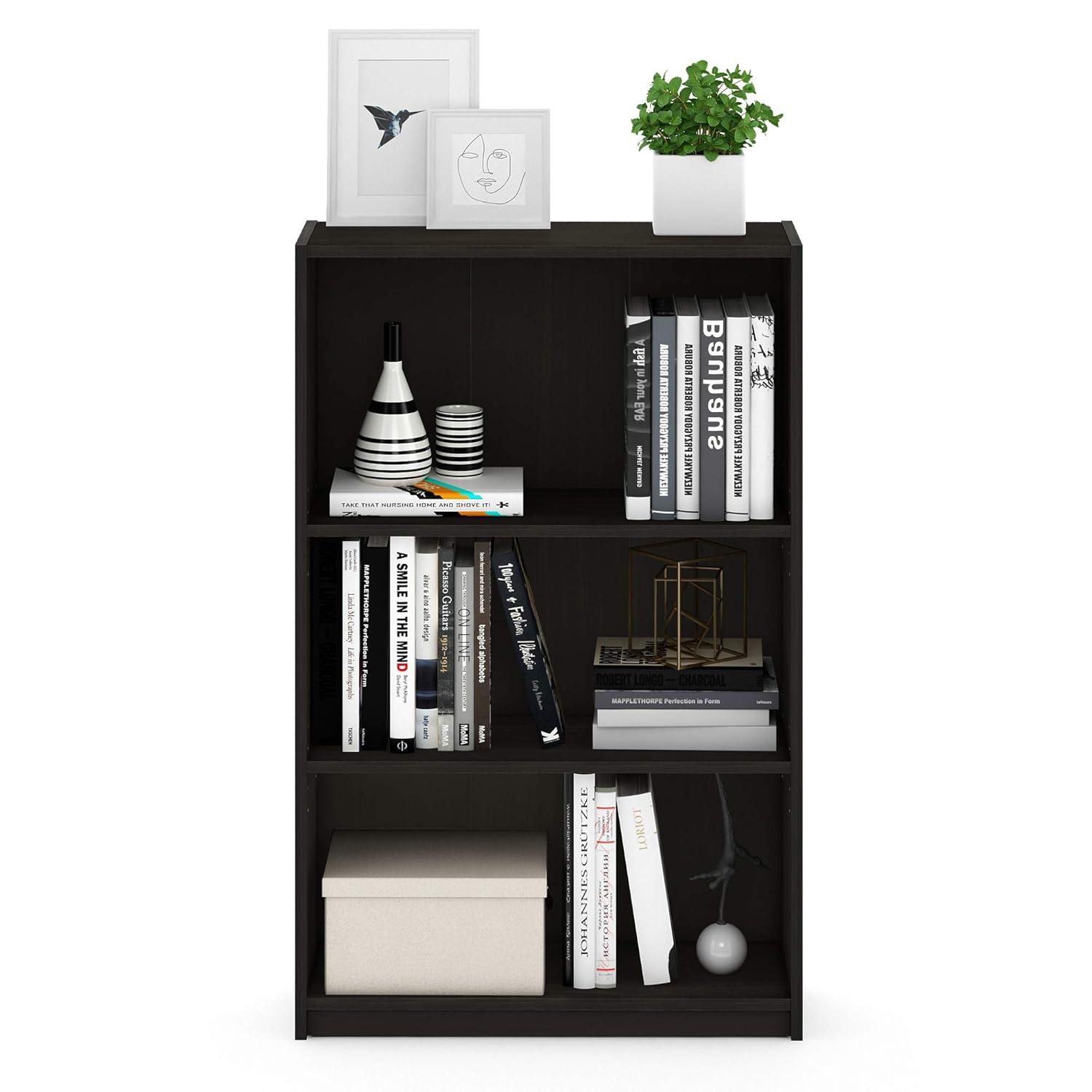Furinno Easy Assembly 3 Cube Decorative Bookshelf Storage Display Cabinet 3-Tier Multi-functional Open Shelf,Espresso