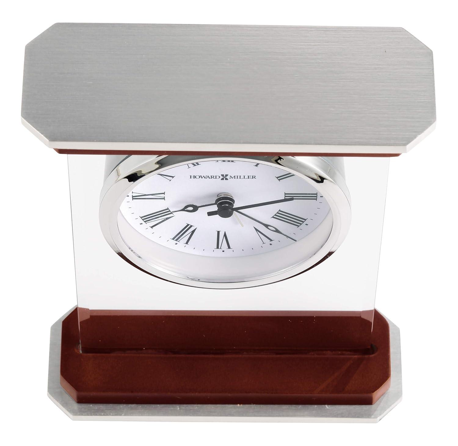 Mayfield Chrome and Rosewood Quartz Table Clock with Roman Numerals