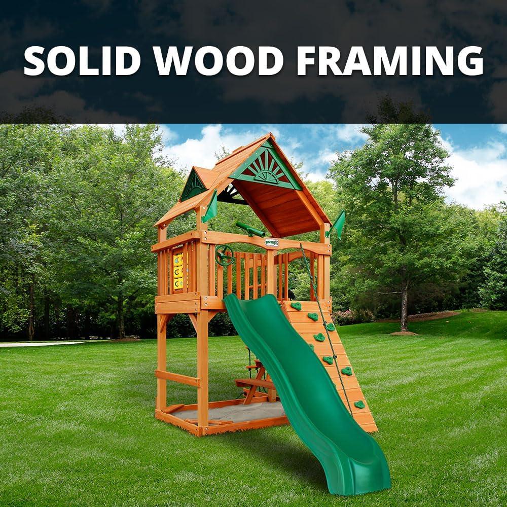 Gorilla Playsets Chateau Tower Swing Set with Wood Roof