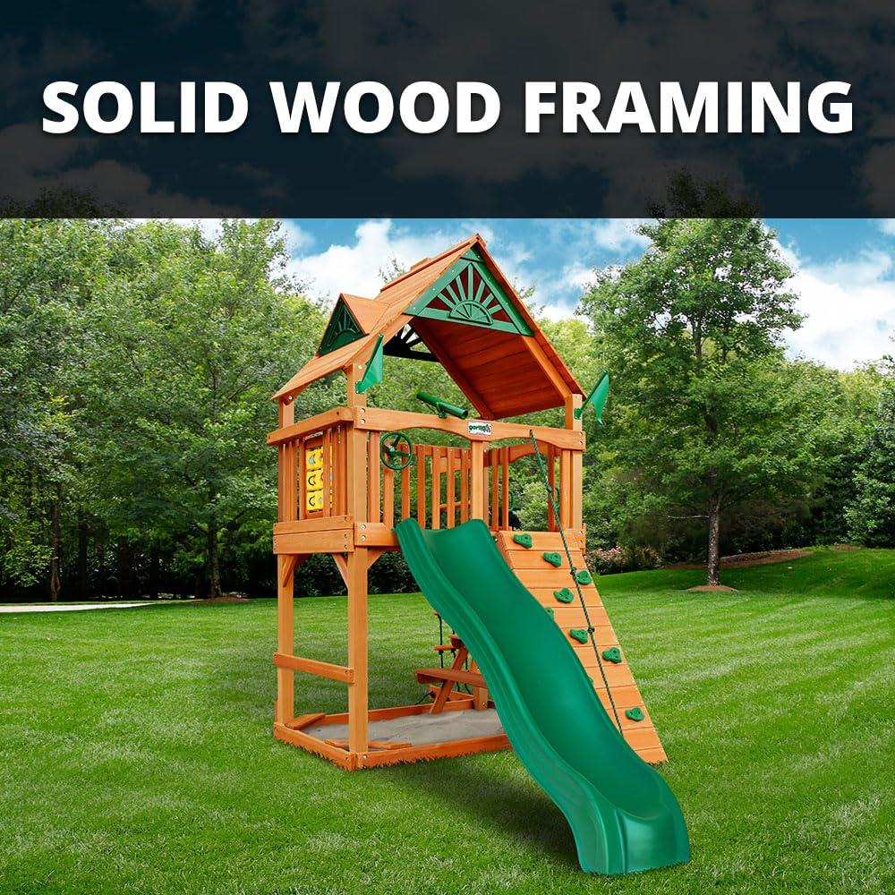 Gorilla Playsets Chateau Tower Swing Set with Wood Roof