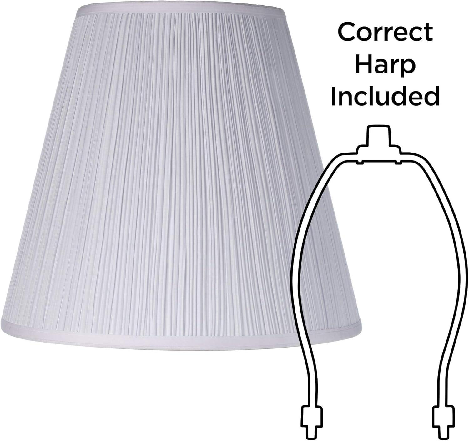 Springcrest 9" Top x 16" Bottom x 14 1/2" High x 14 3/4" Slant Lamp Shade Replacement Set of 2 Medium White Mushroom Pleated Spider Harp Finial