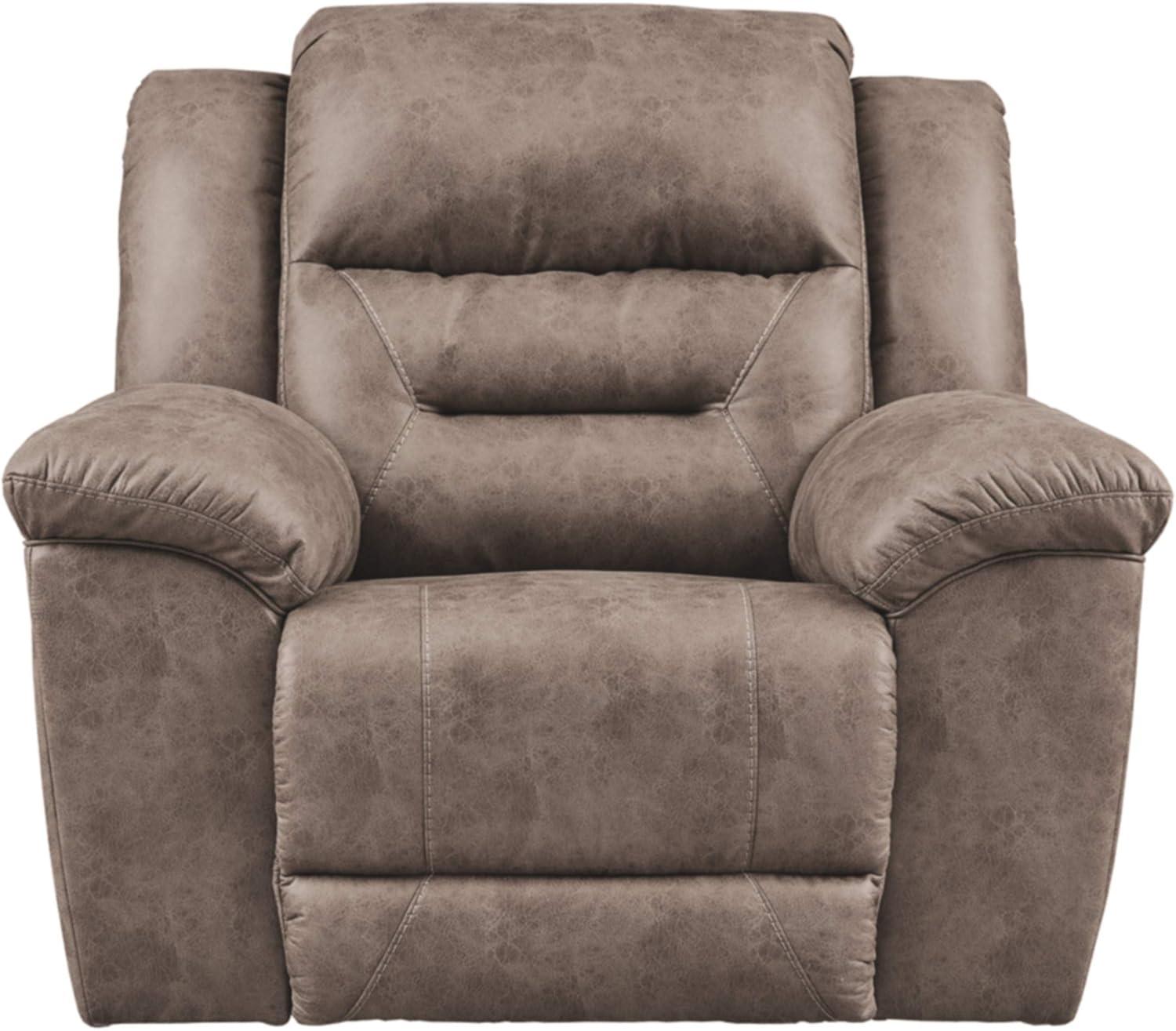 Fossil Brown Faux Leather Metal Power Recliner