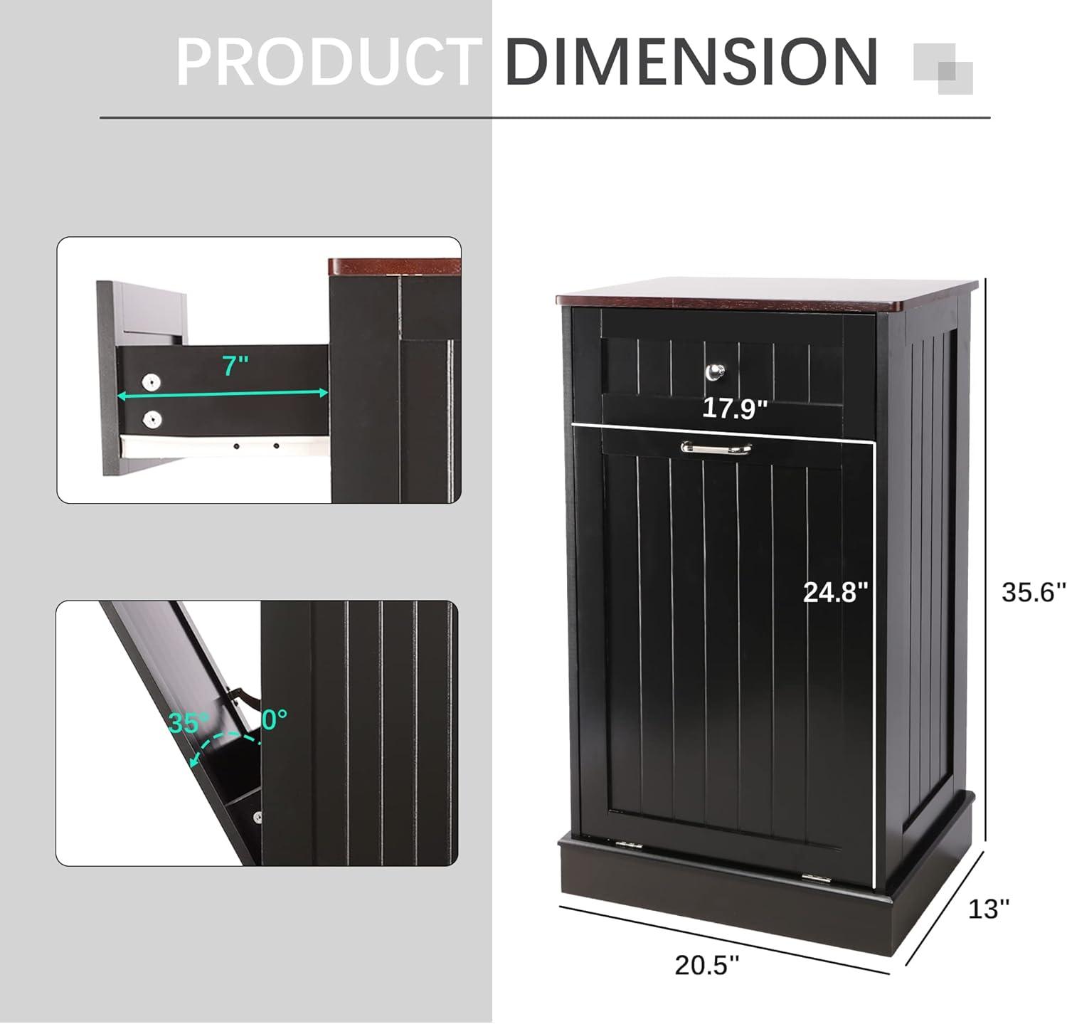 Alaulm 10 Gallons Tilt out Trash Can Cabinet with Drawer, Freestanding Kitchen Trash Can Cabinet (Not Include Trash Can)