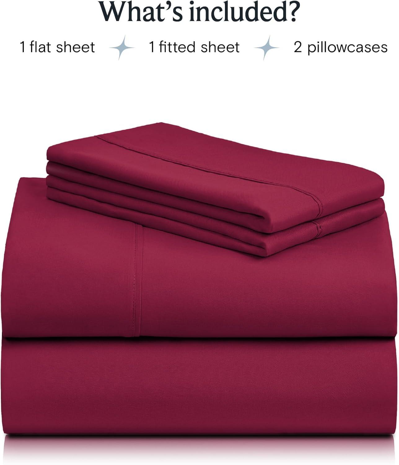 LuxClub 4 PC Burgundy King Silky Soft Cooling Deep Pocket Performance Sheet Set