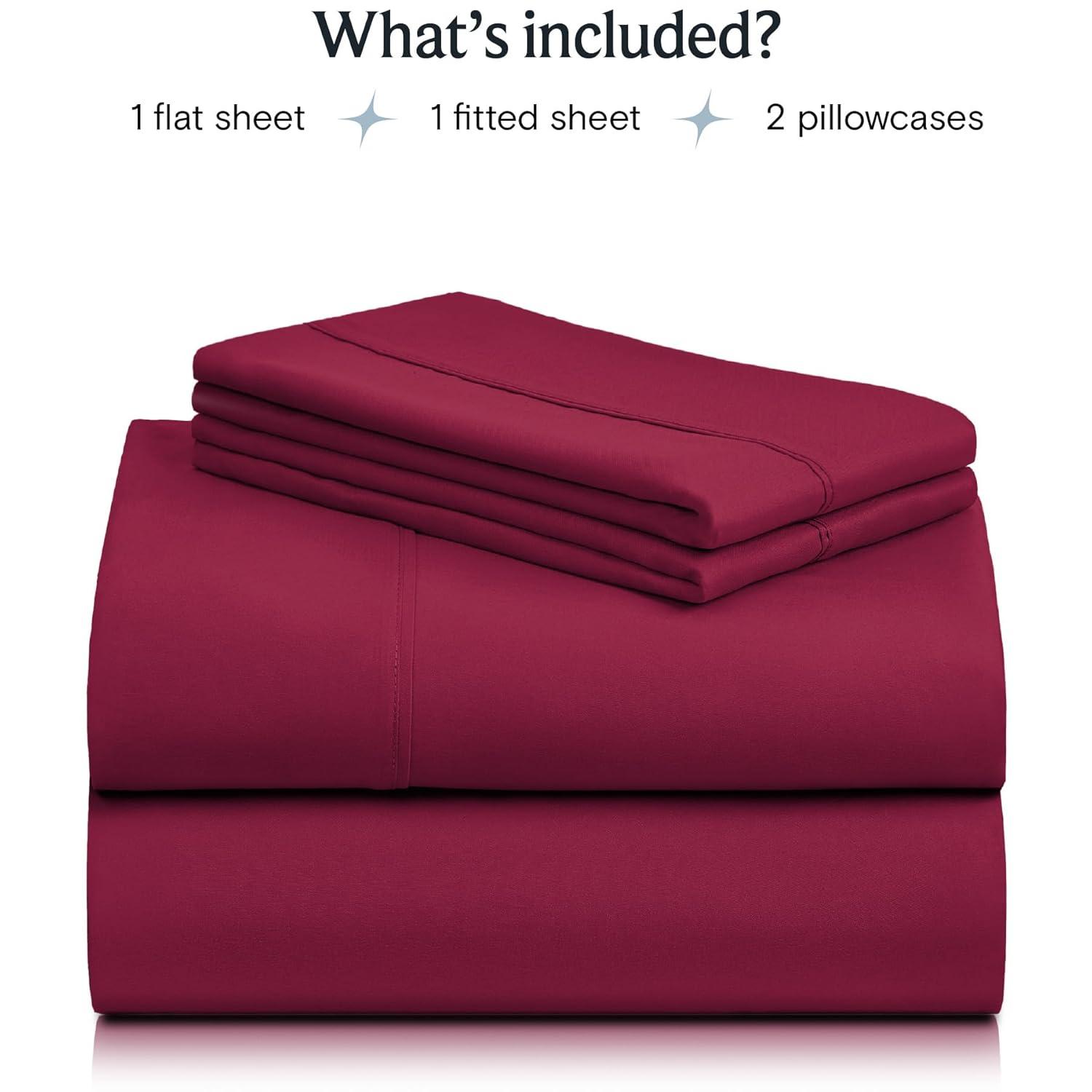 LuxClub 3 PC Burgundy King Silky Soft Cooling Deep Pocket Performance Sheet Set