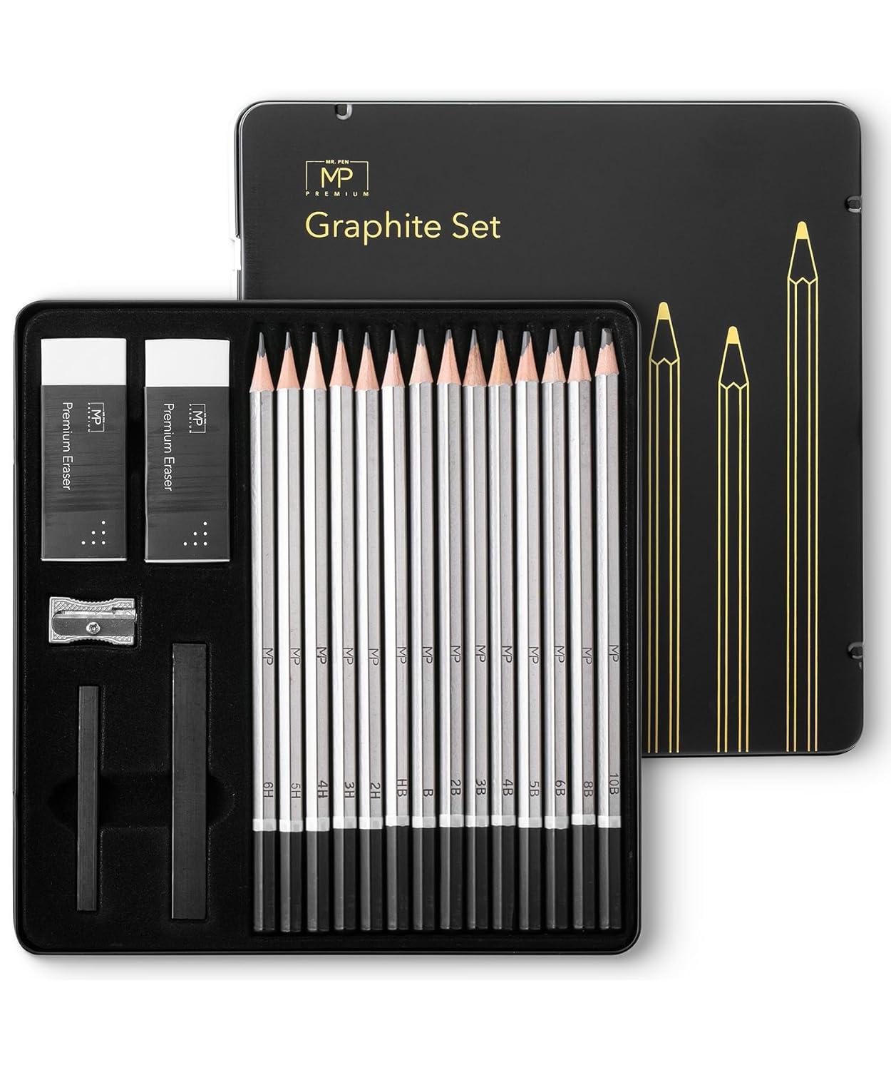 Mr. Pen- Sketch Pencils for Drawing, 19 pcs, Drawing Pencils for Sketching with Graphite Sticks