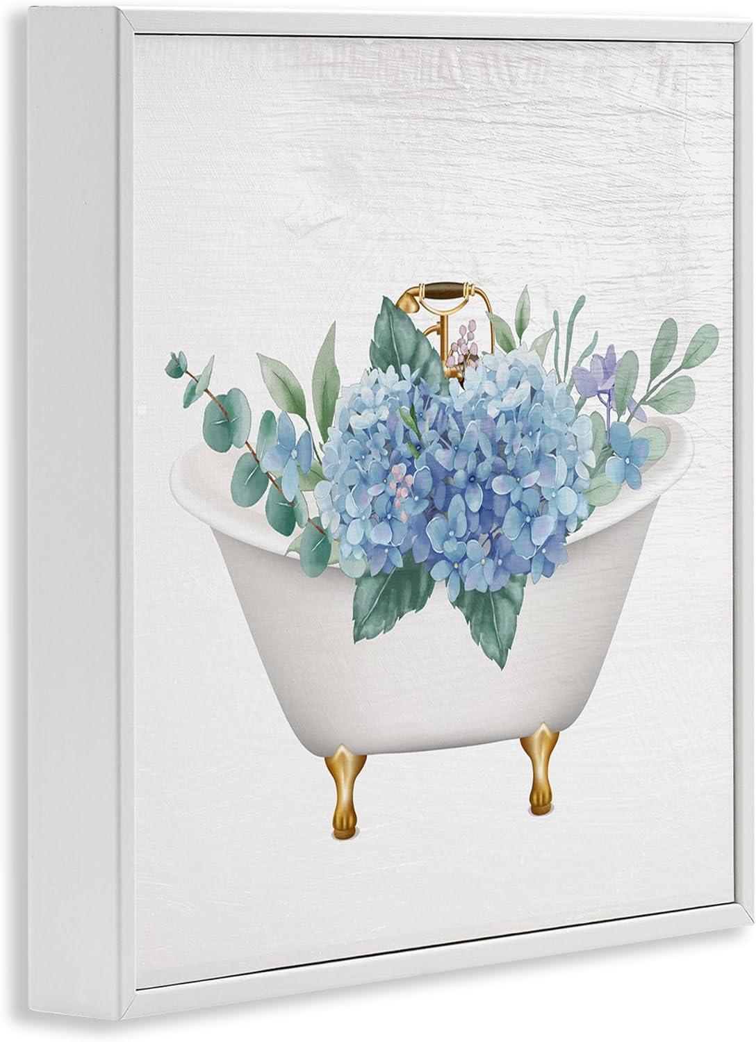 Stupell Industries Chic Bathtub Hydrangea Blossoms Framed Giclee Art