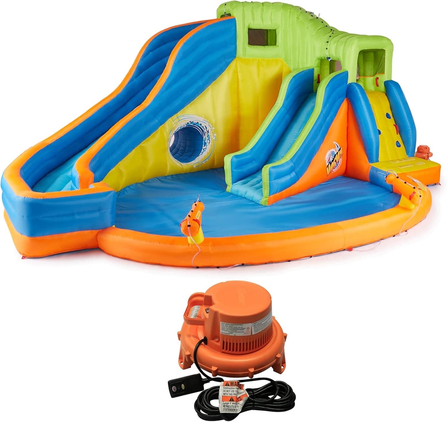 Banzai Banzai Pipeline Twist Kids Inflatable Outdoor Water Pool Aqua Park and Slides