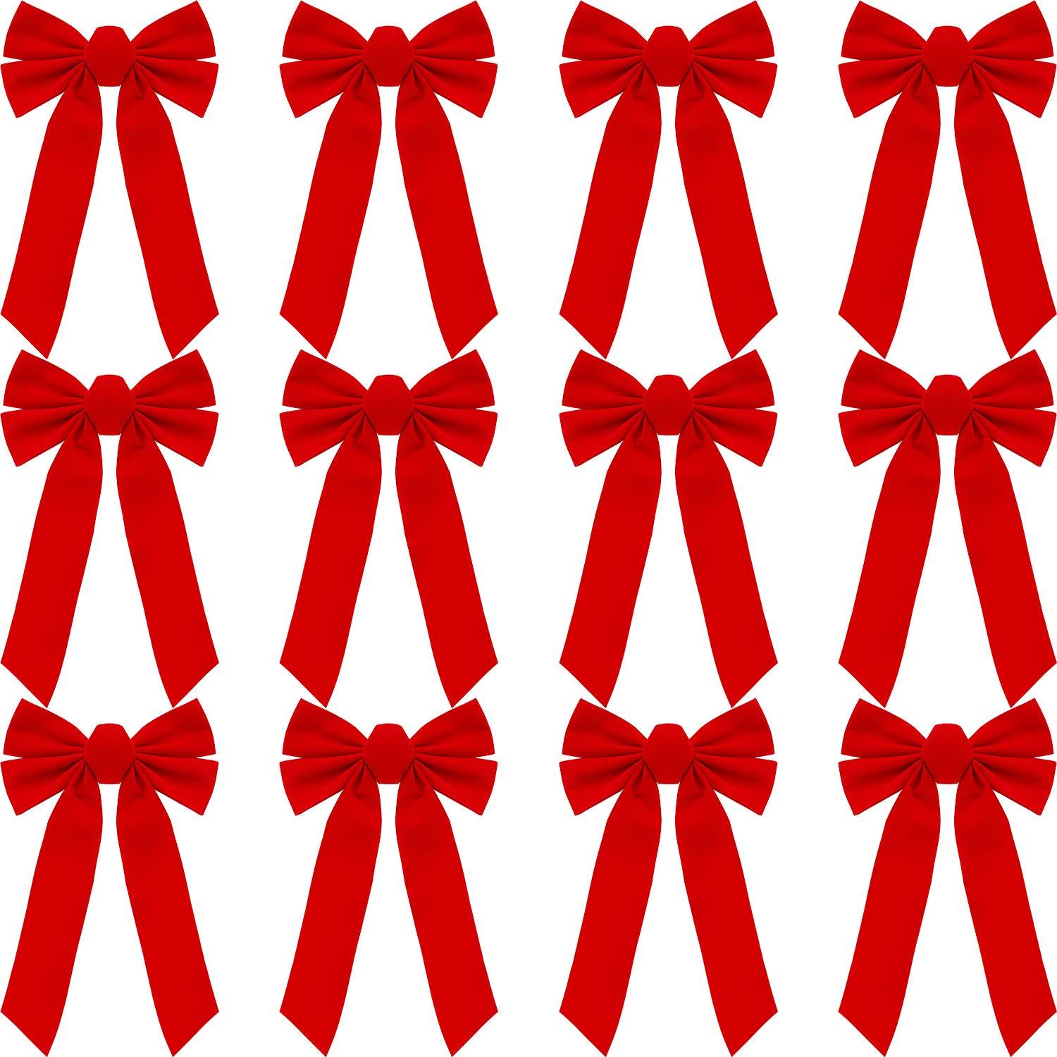 JOYFY 12pcs Christmas Red Velvet Bow Decoration for Christmas Party