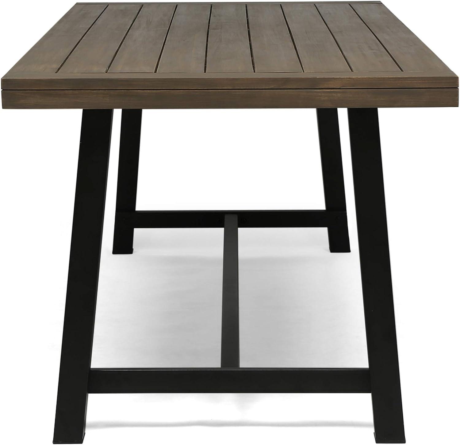 Carlisle Rectangle Acacia and Iron Patio Dining Table - Christopher Knight Home