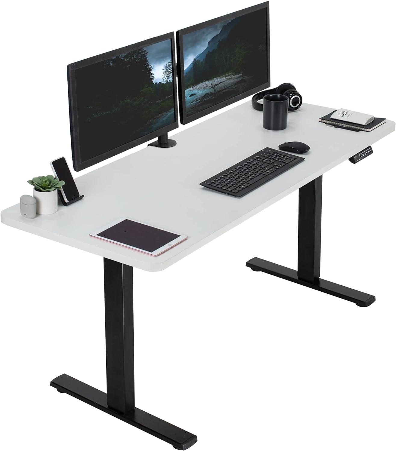 VIVO Single Motor Electric Desk with Push Button Memory Controller