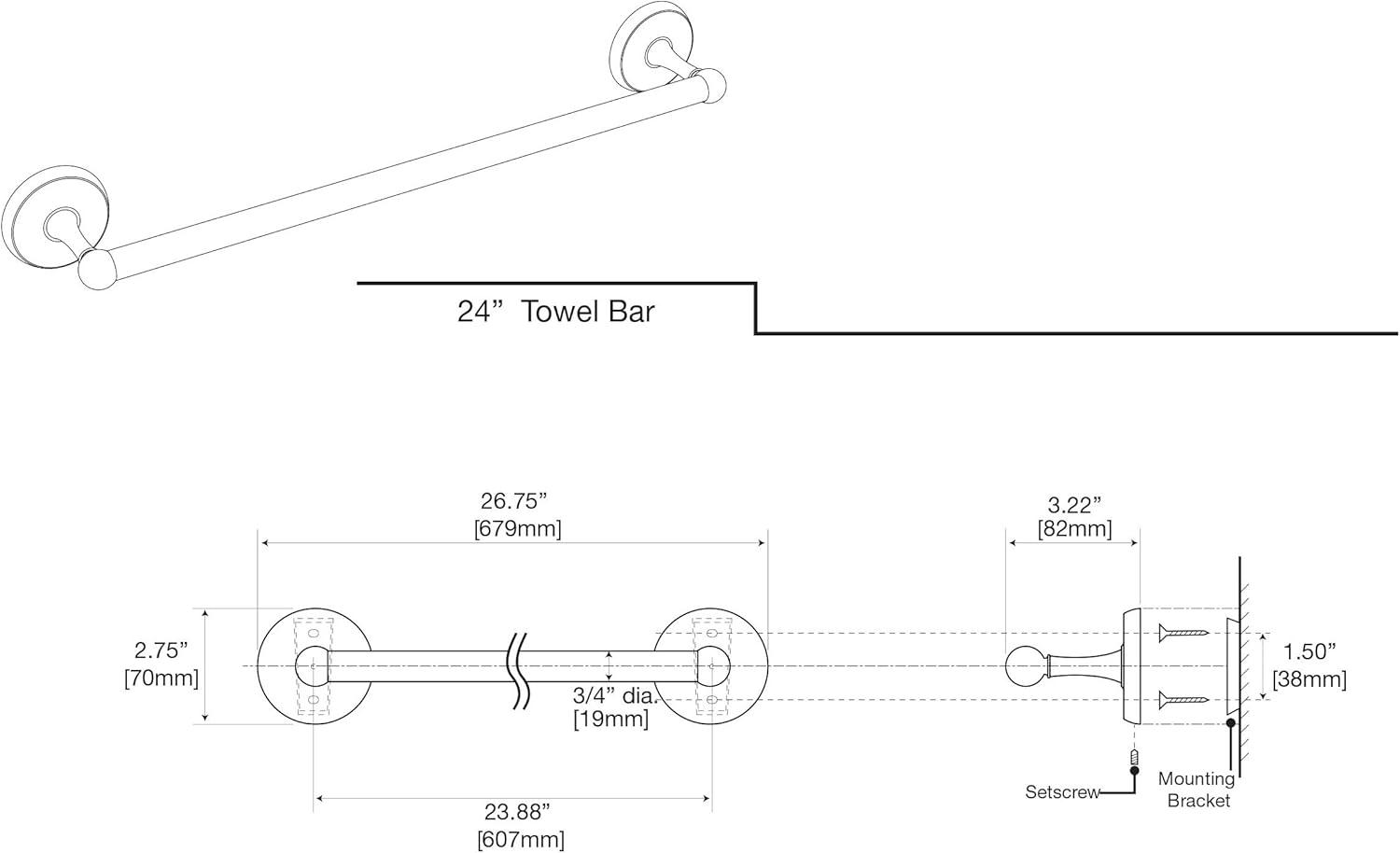 Designer II 24" Wall Mounted Towel Bar