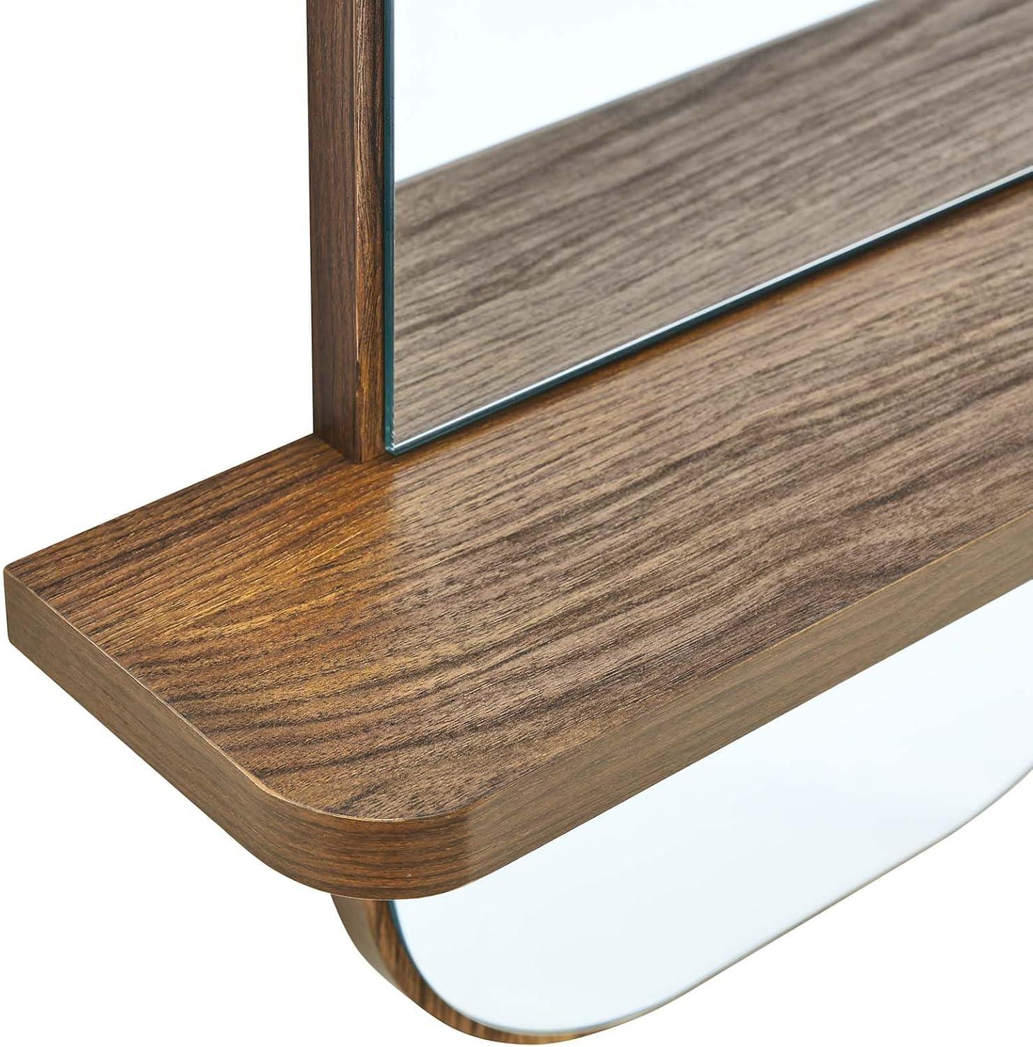 Solstice Walnut Rectangular Mirror with Shelf