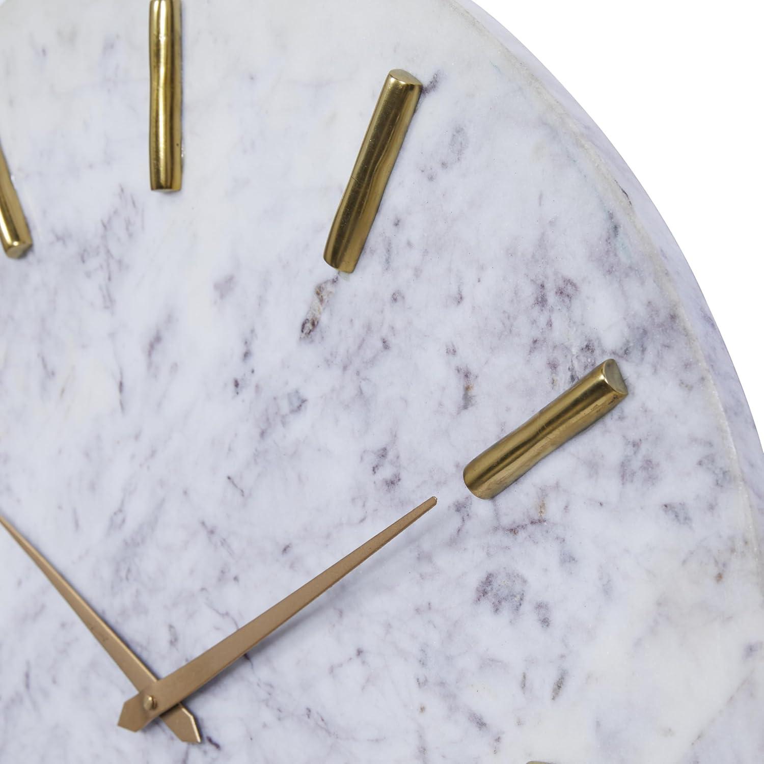 CosmoLiving by Cosmopolitan Marble Decorative Wall Clock with Gold Metal Accents