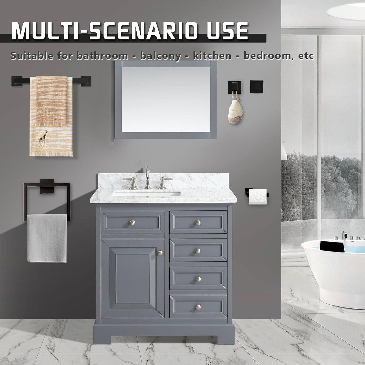 Matte Black Stainless Steel 5-Piece Bathroom Hardware Set