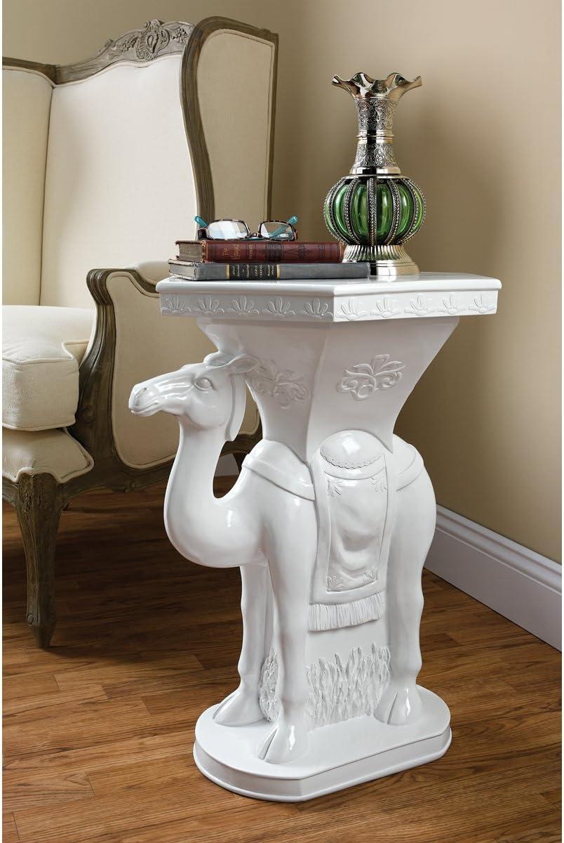 Glossy White Acrylic Camel Sculptural Side Table 24"