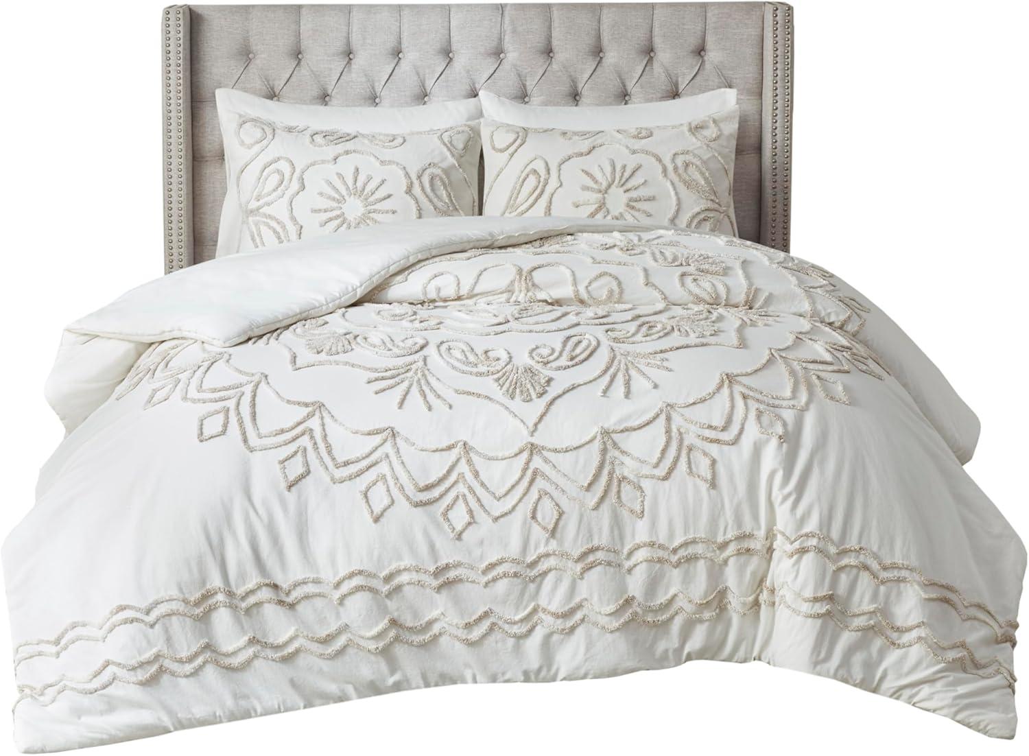 Madison Park Violette 3 Piece Tufted Cotton Chenille Duvet Cover Set