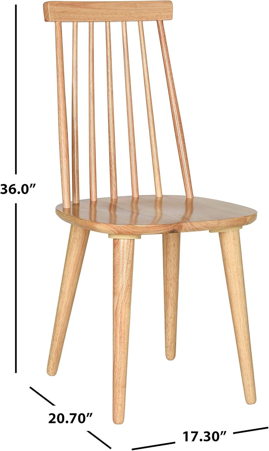 Natural Rubberwood Windsor Slat Back Dining Chair Set