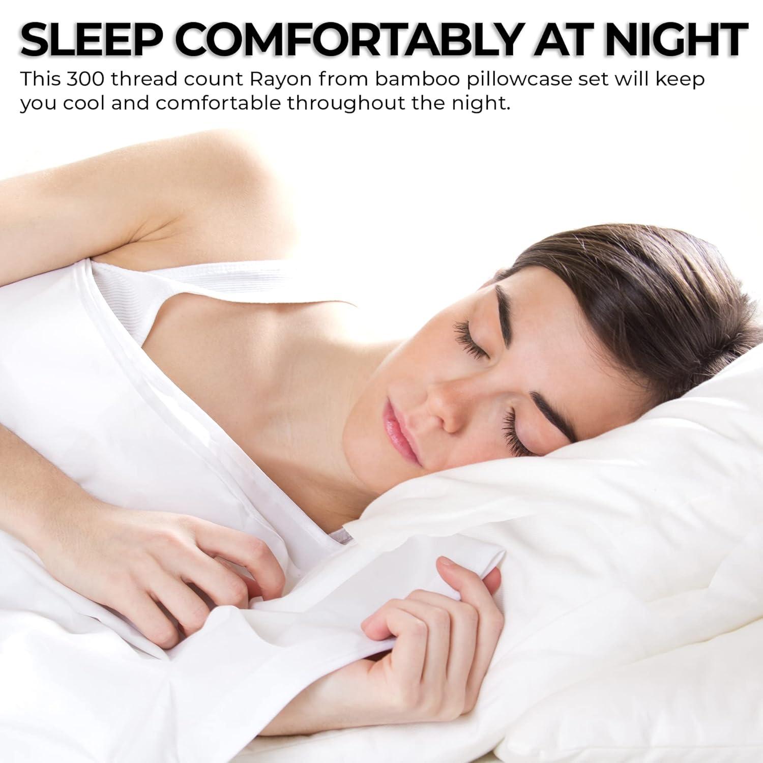 Rayon from Bamboo Solid Pillowcase Pair (King) Sage 300 Thread Count - Tribeca Living