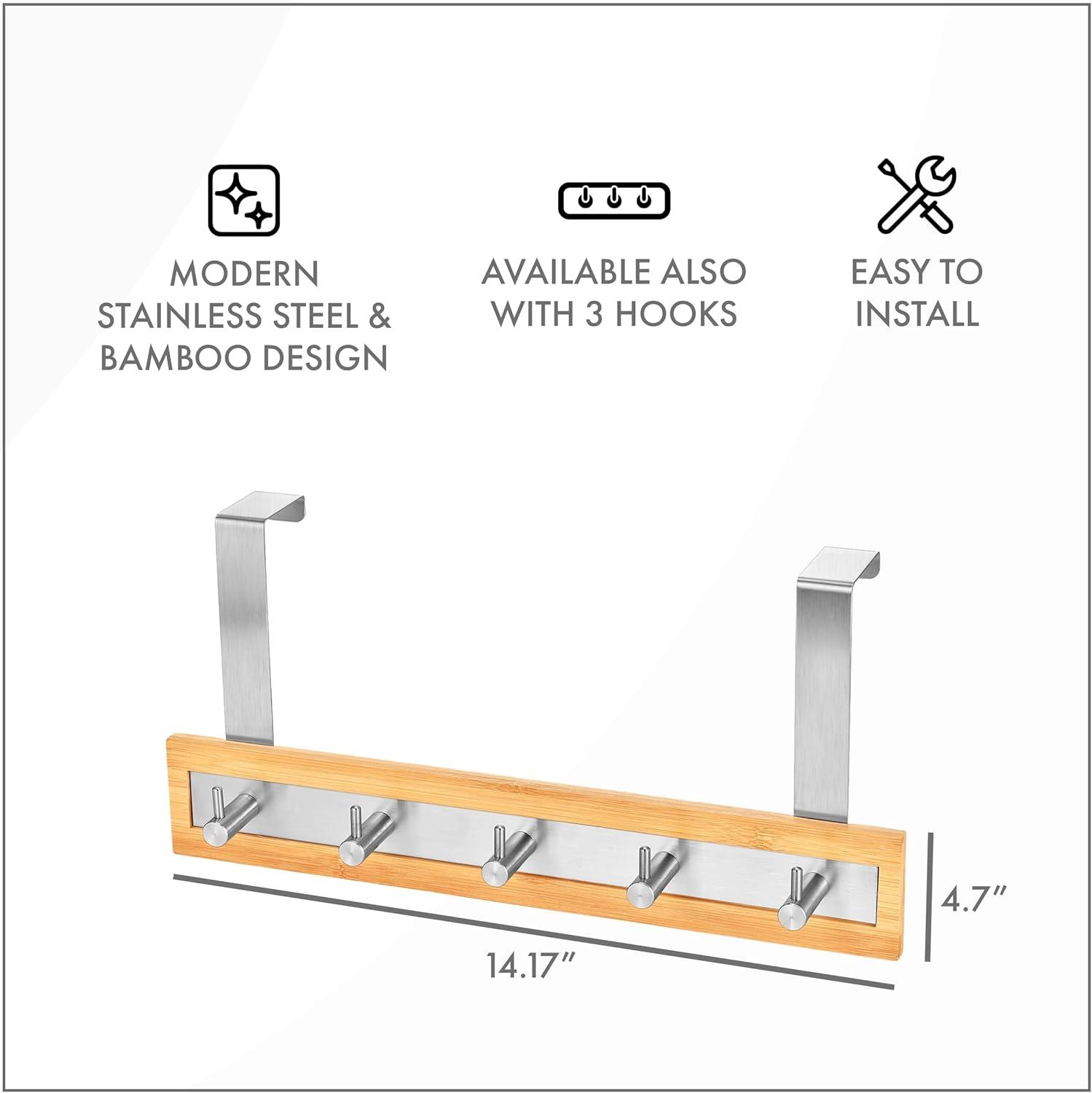 Bamboo Stainless Steel Over the Door Hook