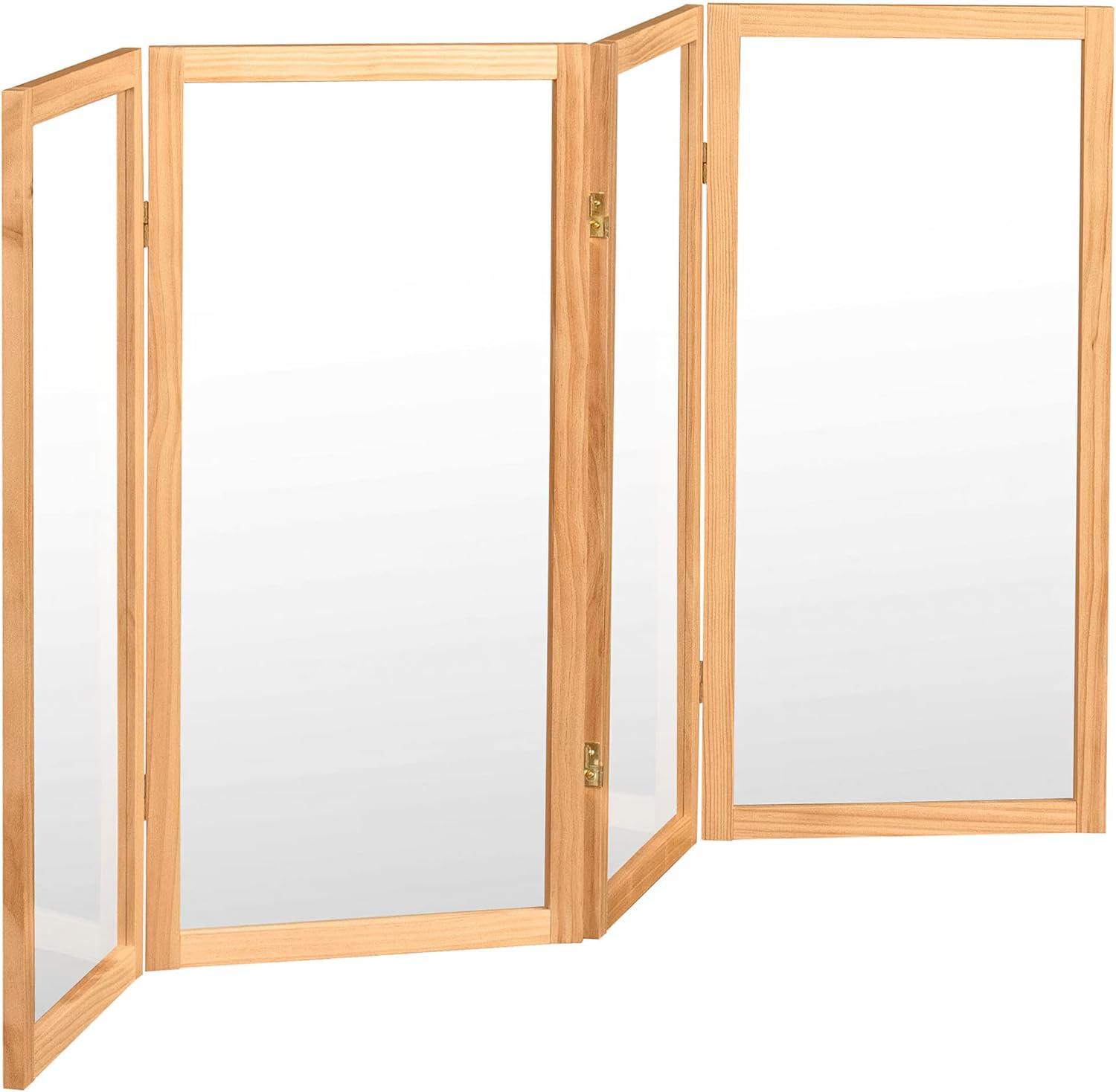 Oriental Furniture 3 ft. Tall Clear Screen Natural - 4 Panel