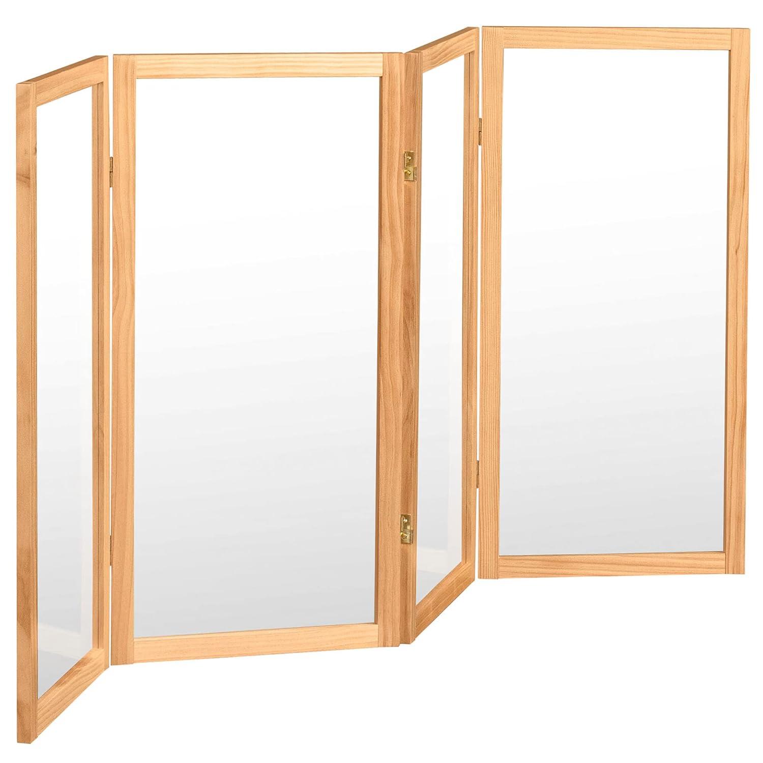 Oriental Furniture 3 ft. Tall Clear Screen Natural - 4 Panel