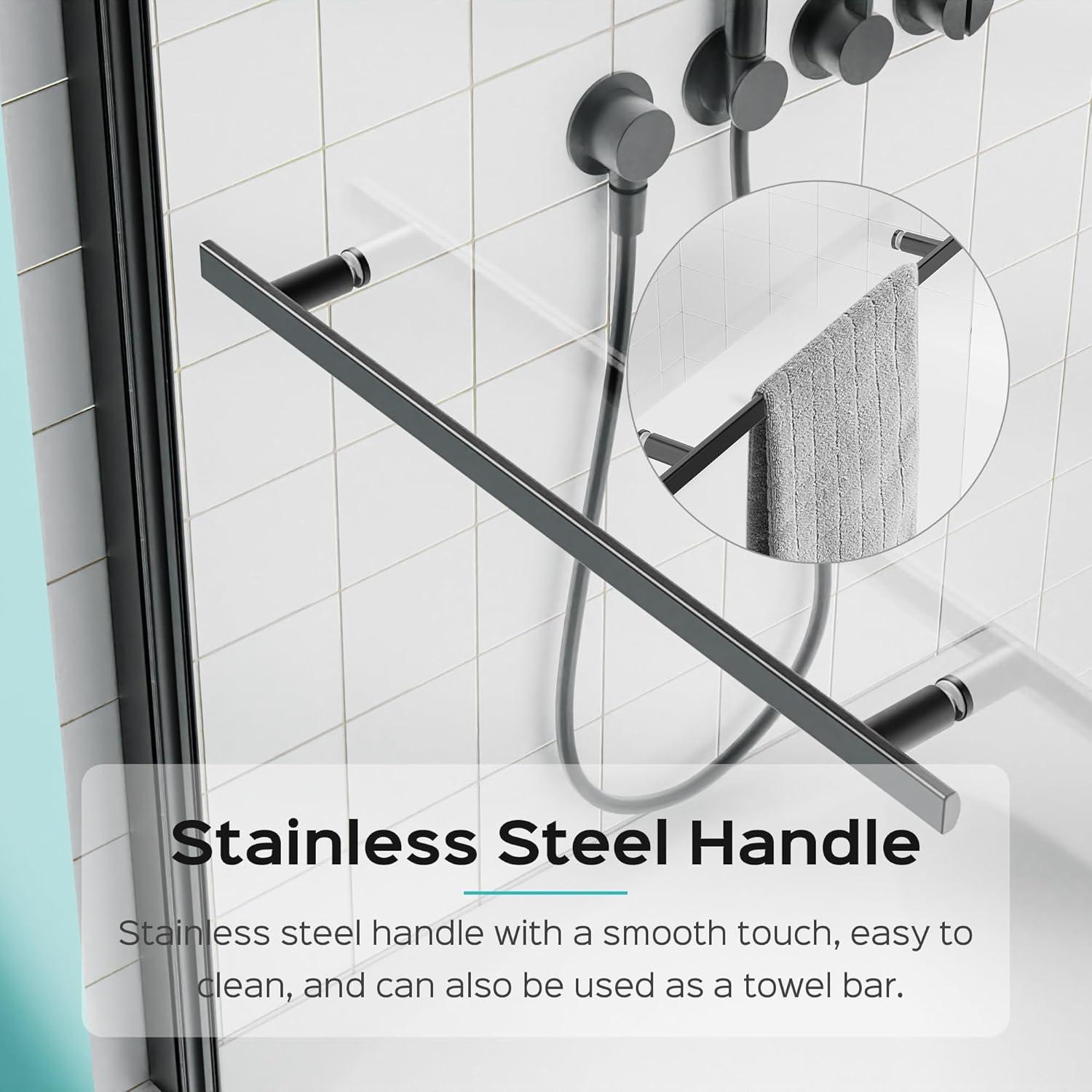 31"W x 55"H Frameless Folding Pivot Shower Tub Door Reversible Installation