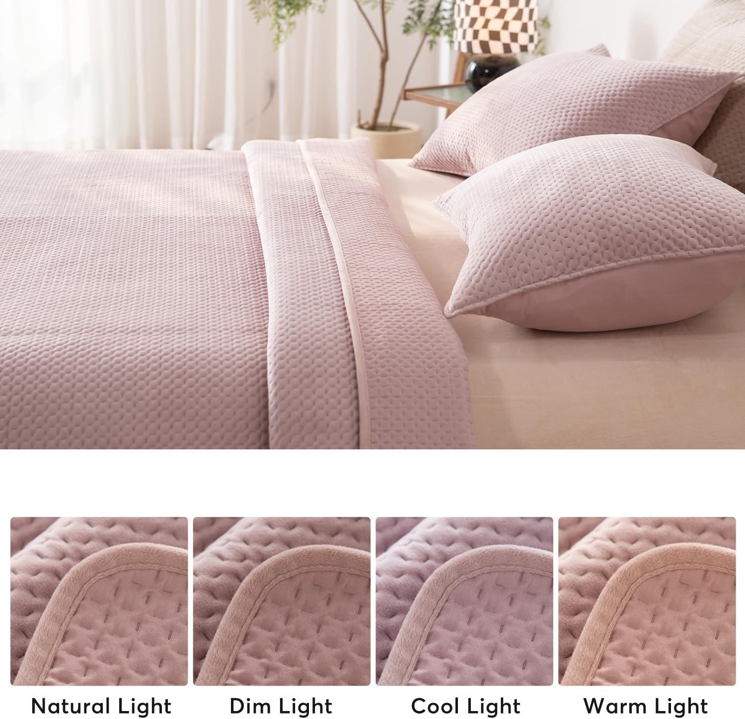 Kasentex  All Season Plush Poly Velvet Lavish Design Quilt Set Soft and Warm Machine Washable Coverlet Rose Queen