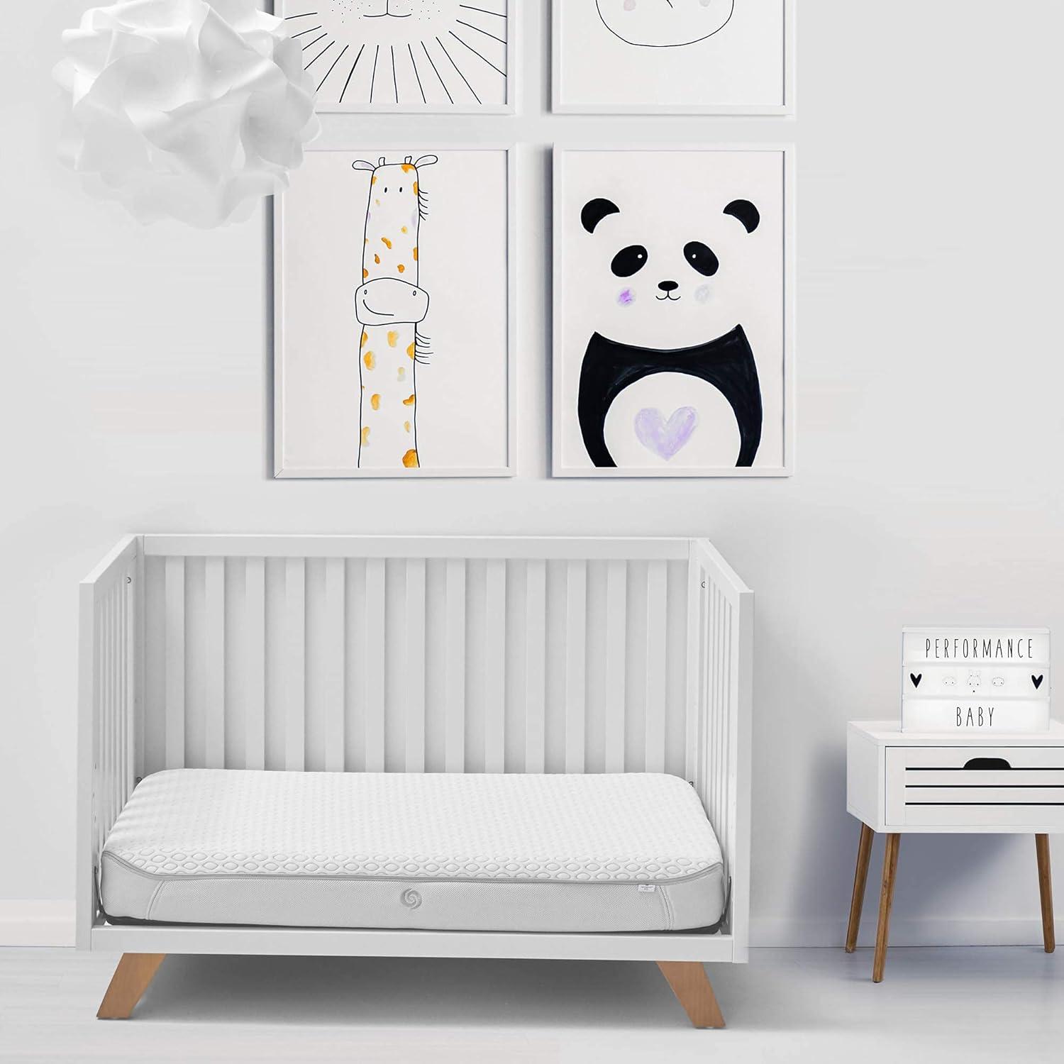 White and Gray Water Resistant Twin Size Crib Mattress