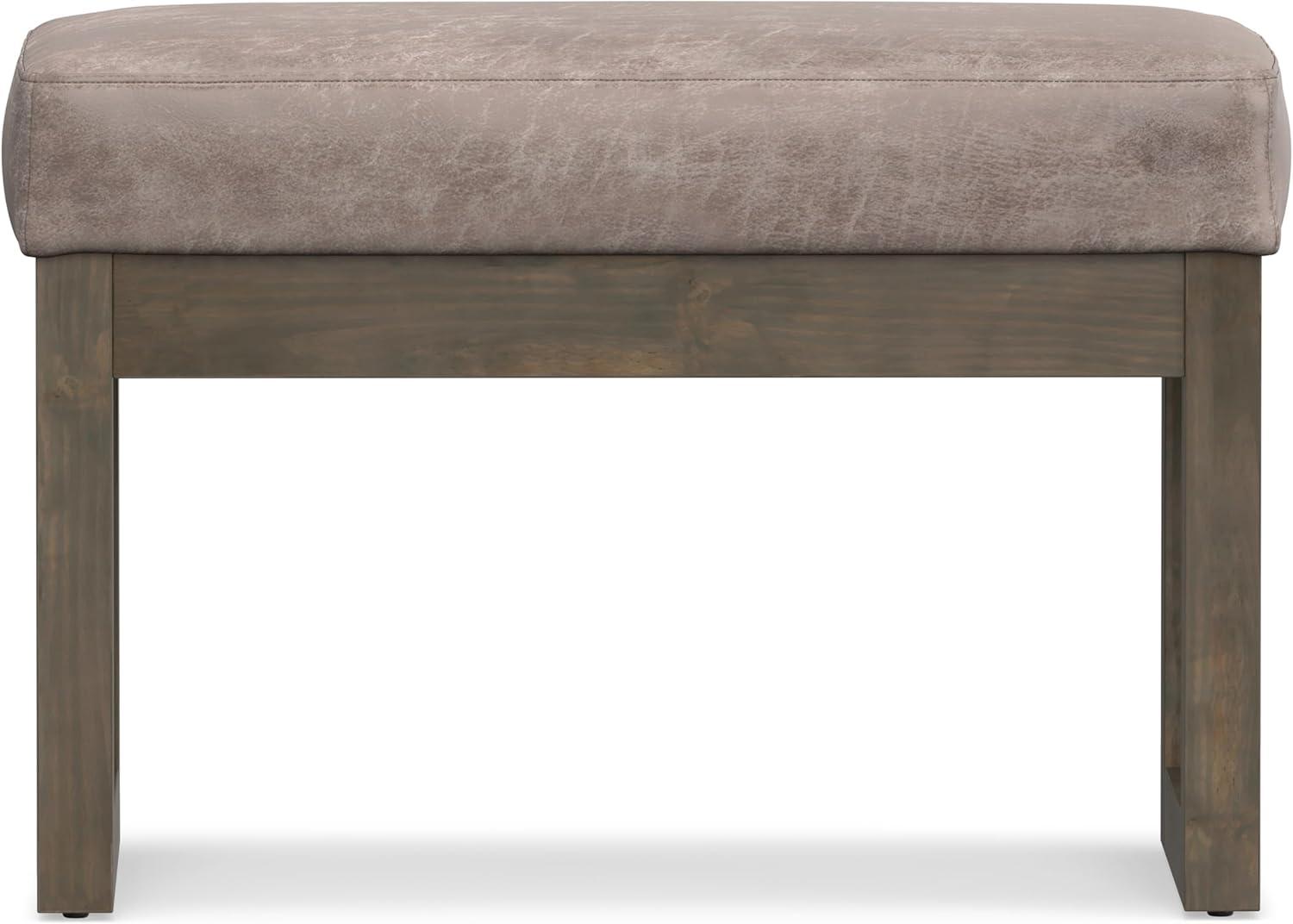Simpli Home Milltown Ottoman Bench with Upholstered Seat and Solid Wood Frame