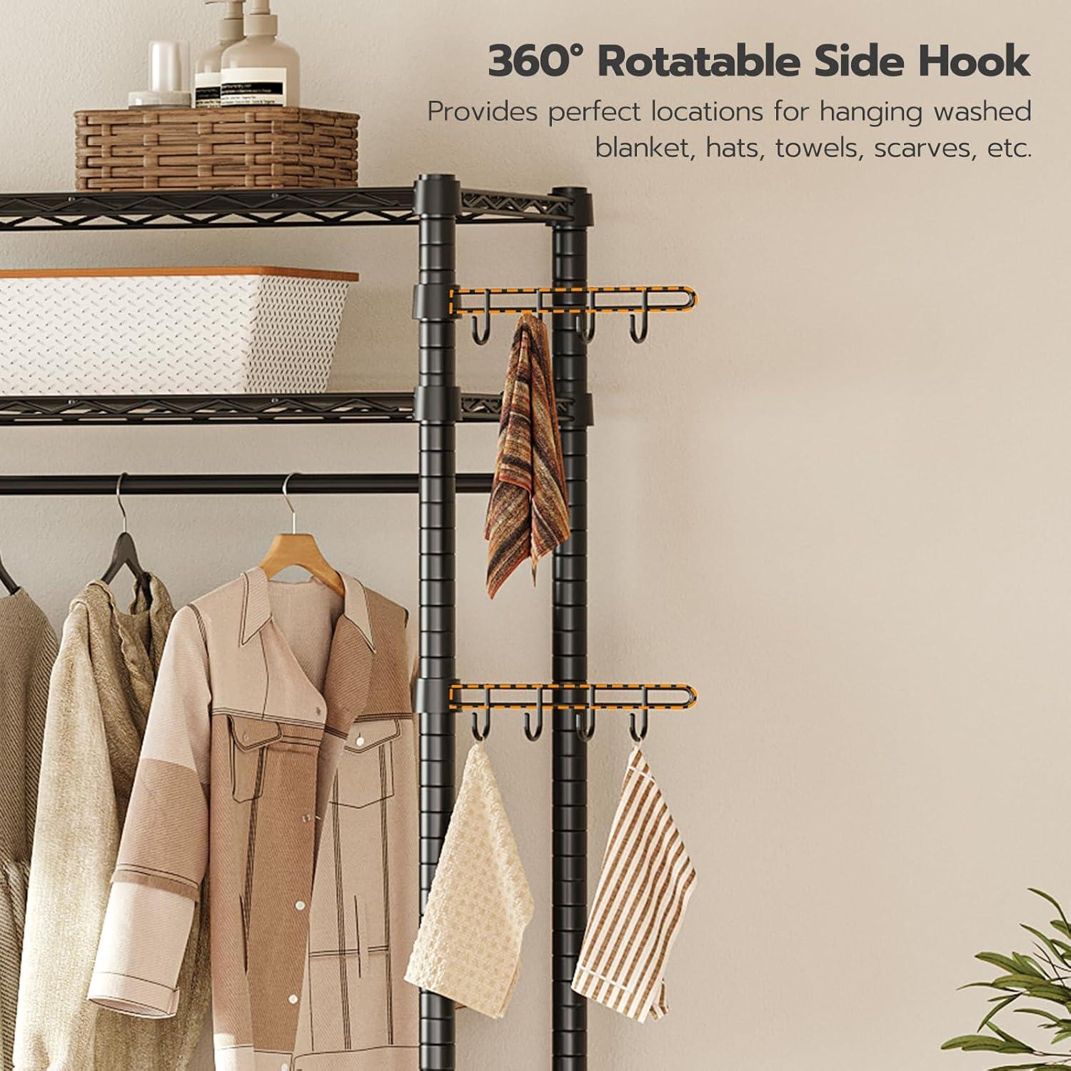 Kselythan Over Washer and Dryer Shelves,57.4" W Heavy Duty Laundry Room Storage Organization Clothes Drying Rack,Height Adjustable Towel Racks with Hamper and Hooks,Space Saving Shelf